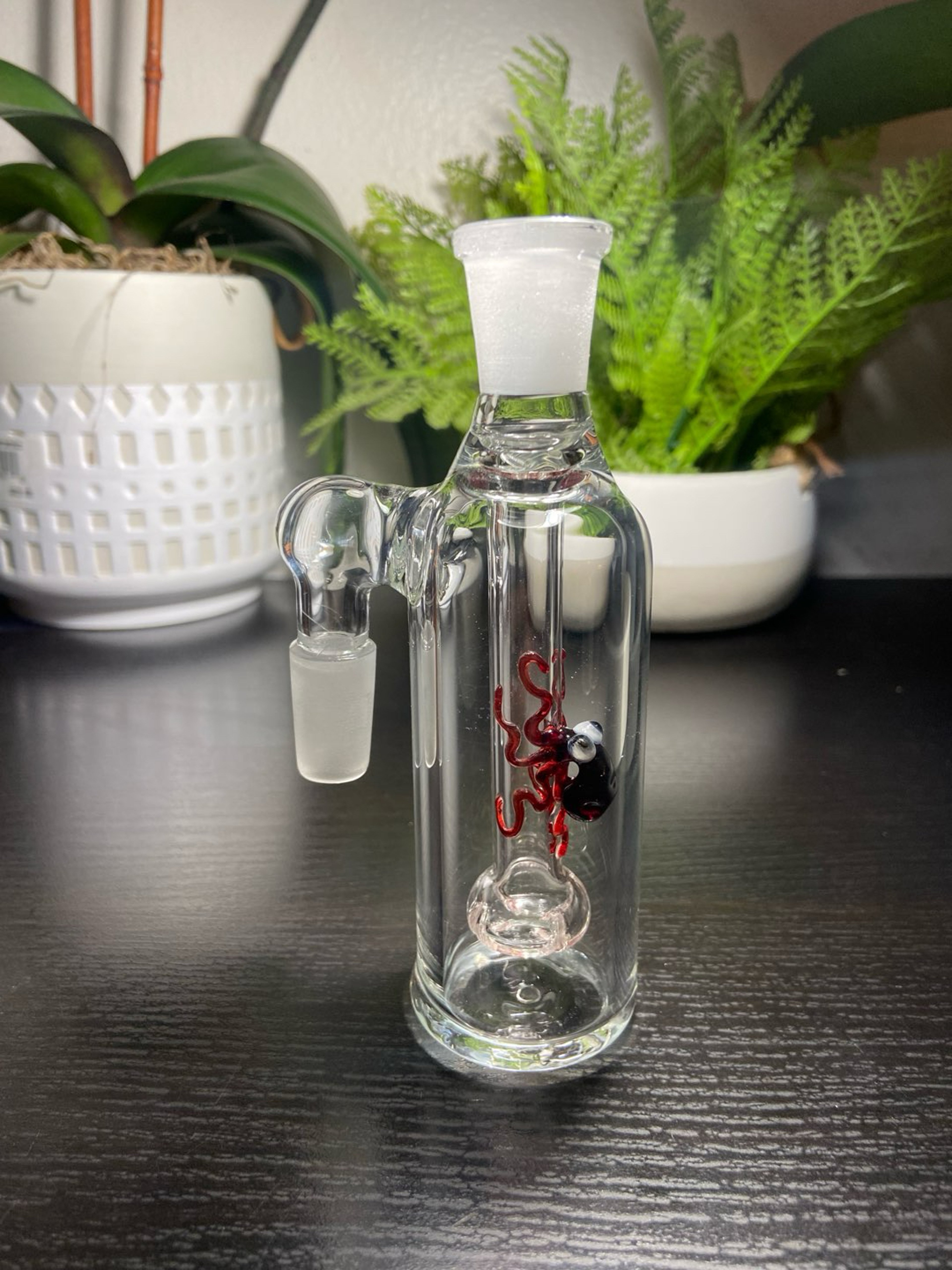 Preview pic of 14mm  Glass Ash Catcher 90 degree (red Octopus).