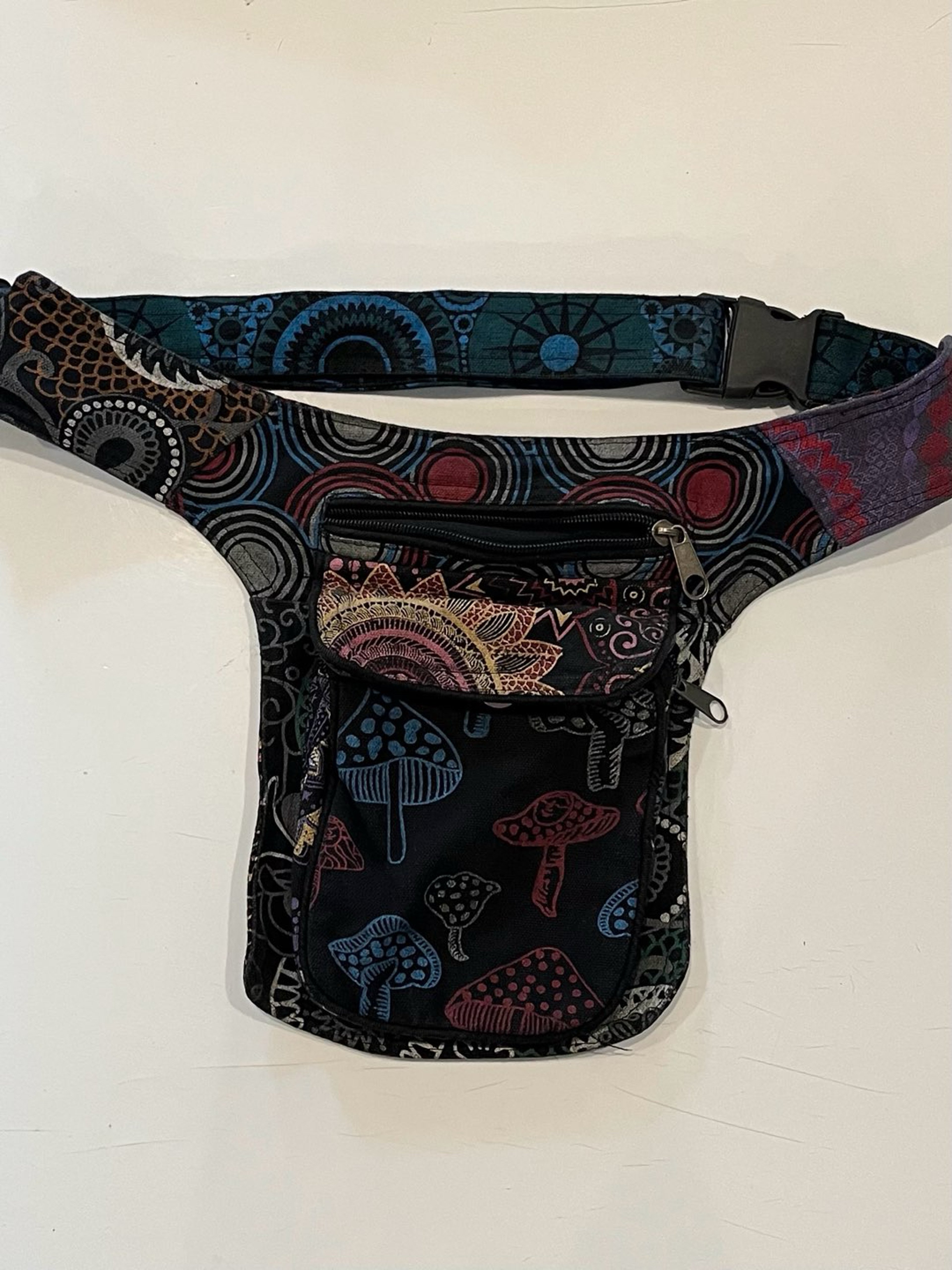 Preview pic of Psychedelic Mandala & Mushroom Print Waist Pack Bag/ Utility Bag