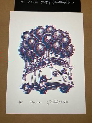 Preview pic of AP Slinger Parking Lot Collective “3D Flying Bus Print”