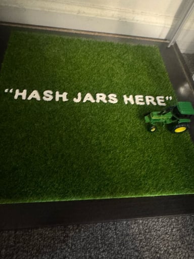 Preview pic of “Hash jars here” turf rug by truly panda