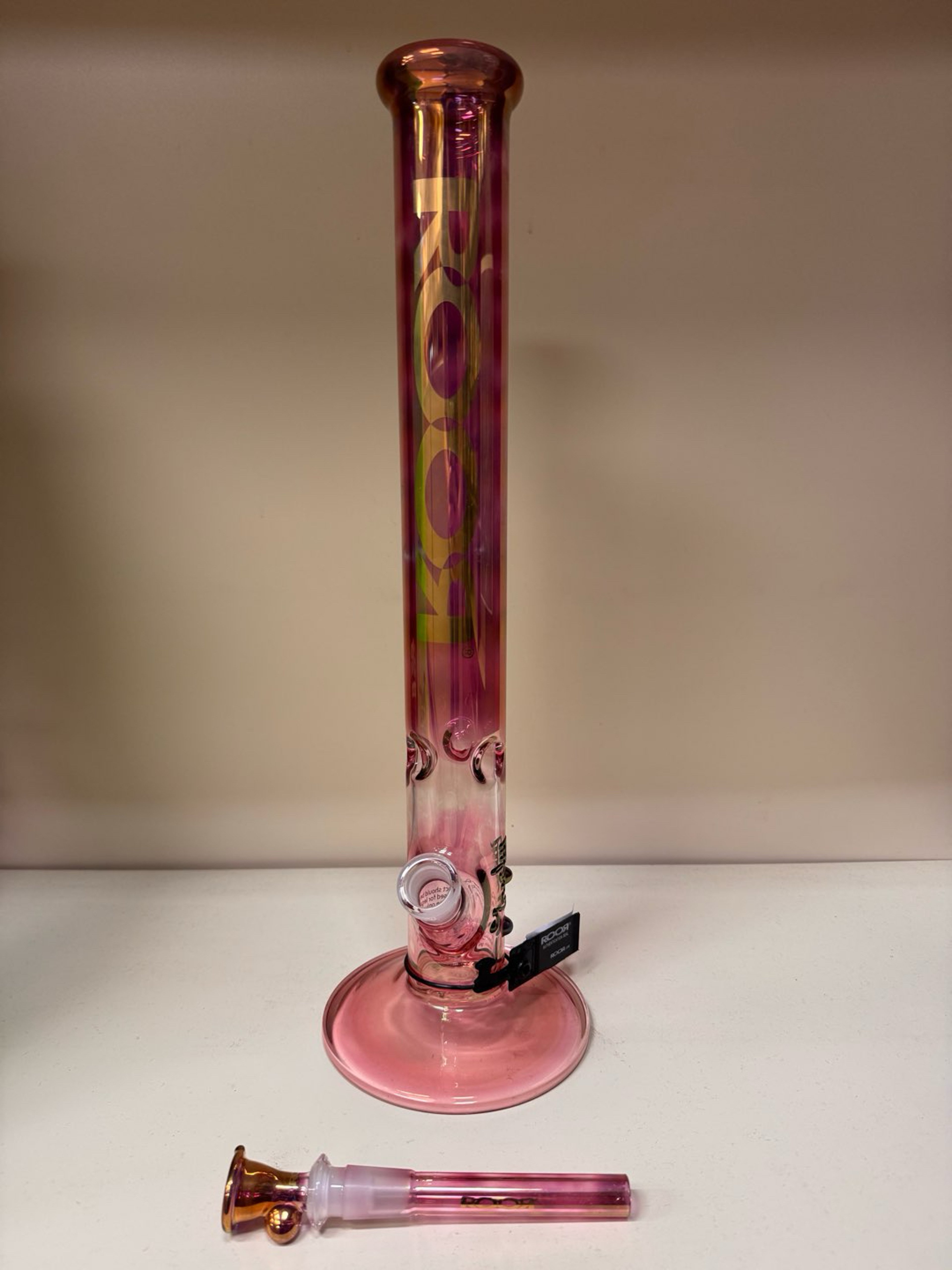 Preview pic of ROOR Classic 18” Straight Tube 24K Gold Fume Purple Pink