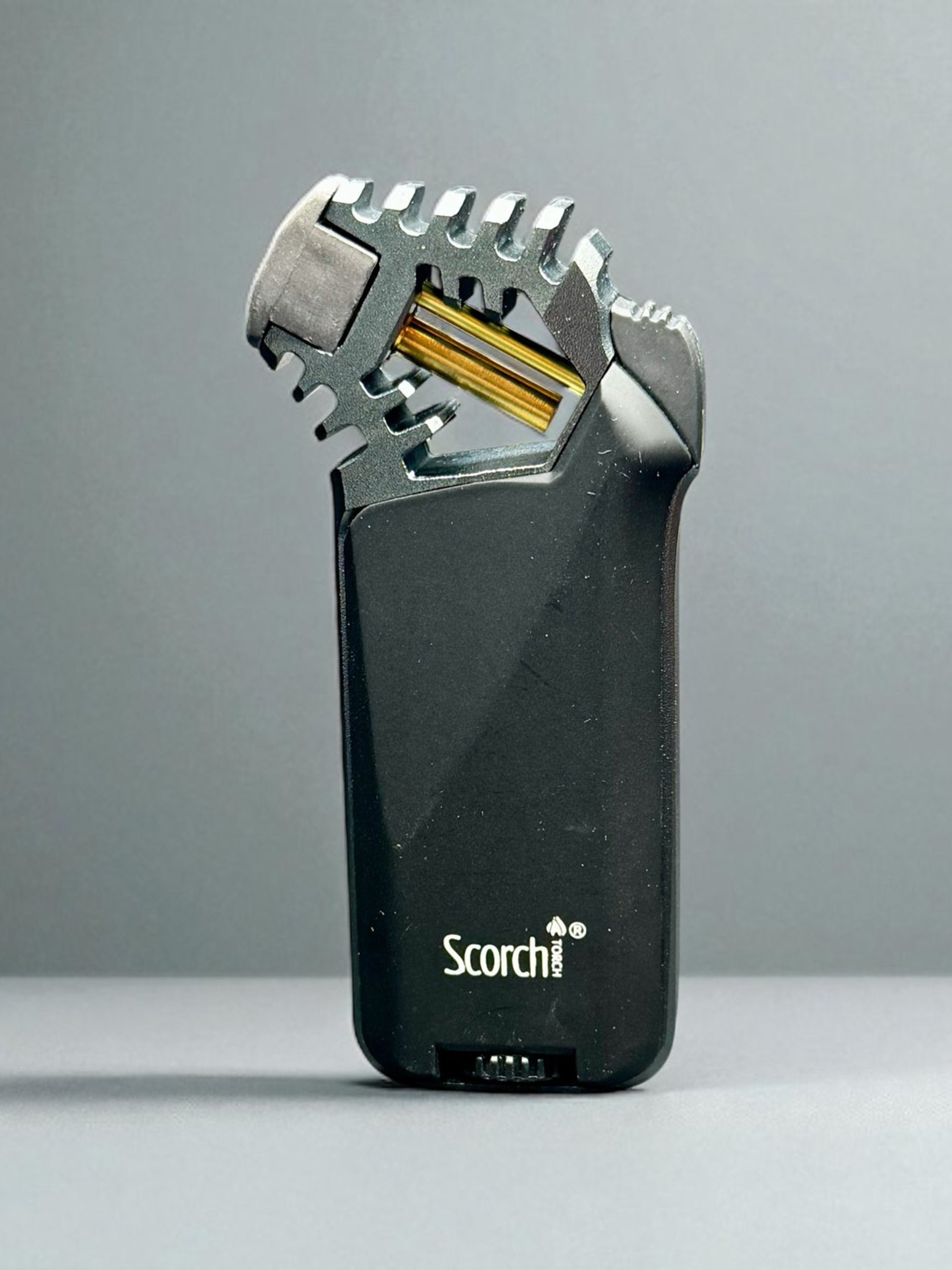 Preview pic of Scorch Torch Lighter Model 61560 – Refillable Butane, Gray/Black – 4.2” Powerful Flame