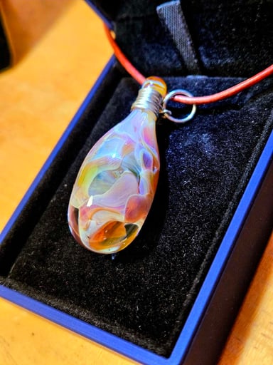 Preview pic of ¡Peachy Pin Drop Pendant by GreenLeaf Glass Studio!