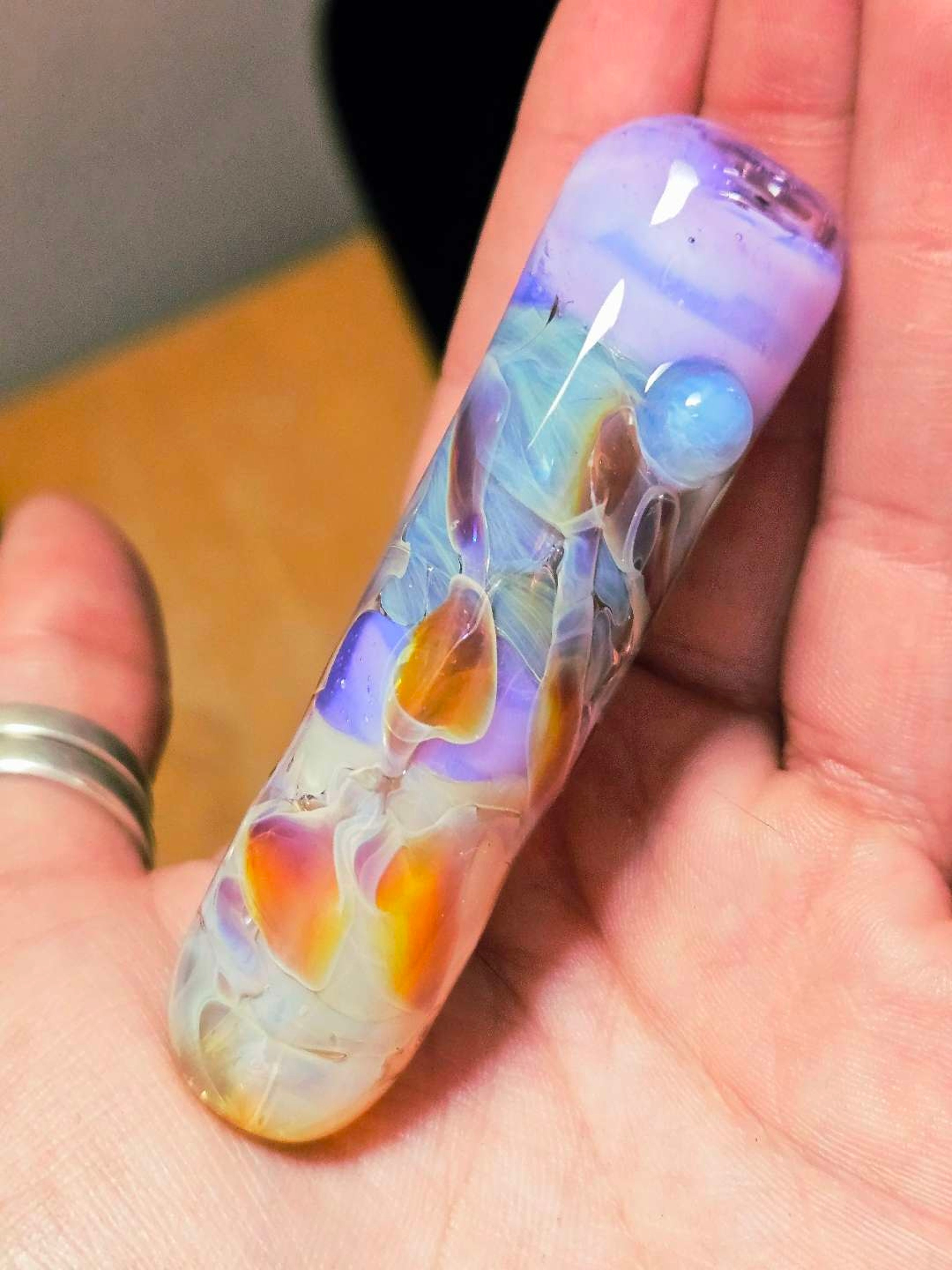 Preview pic of ¡Purple x Aqua Chillum by Greenleaf Glass Studio!