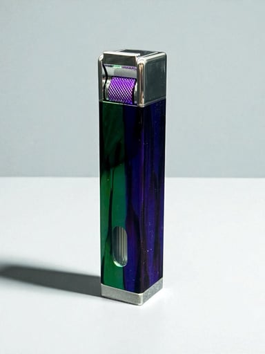 Preview pic of Mini Single Flame Scorch Torch Lighter – Model 61847 | Purple & Green Modern Design | 3.5” Refillable with Butane Gas
