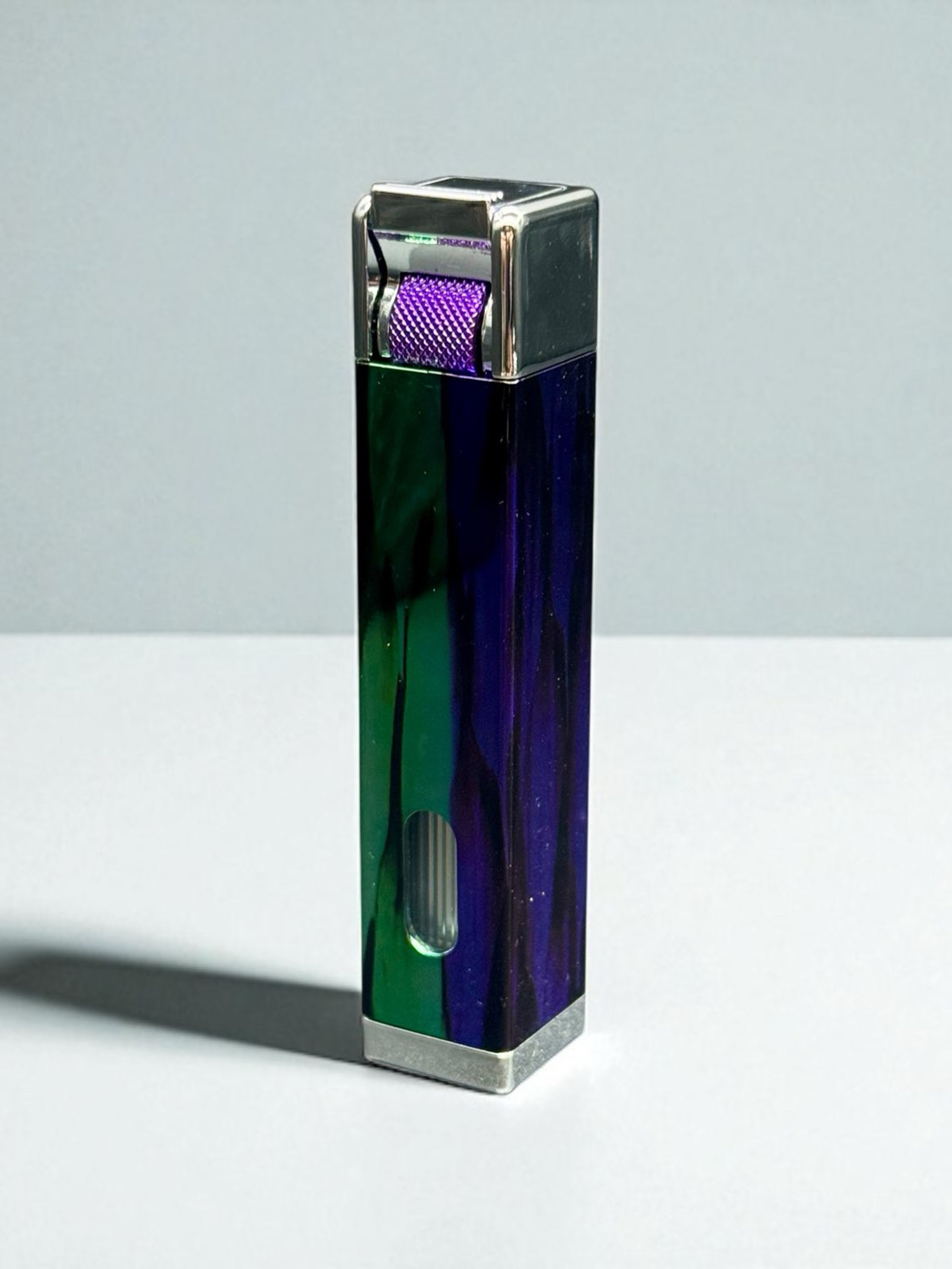 Preview pic of Mini Single Flame Scorch Torch Lighter – Model 61847 | Purple & Green Modern Design | 3.5” Refillable with Butane Gas