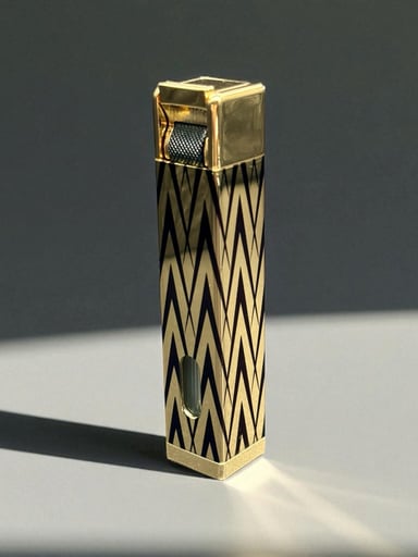 Preview pic of Mini Single Flame Scorch Torch Lighter – Model 61847 | Gold & Black Chevron Design | 3.5” Refillable with Butane Gas