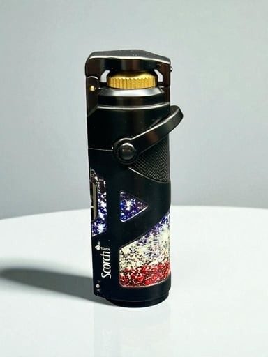 Preview pic of Scorch Torch Model 61824 – 3.5” Single Flame Butane Lighter with Cigar Punch & Metal Poker Tool – Black Glitter