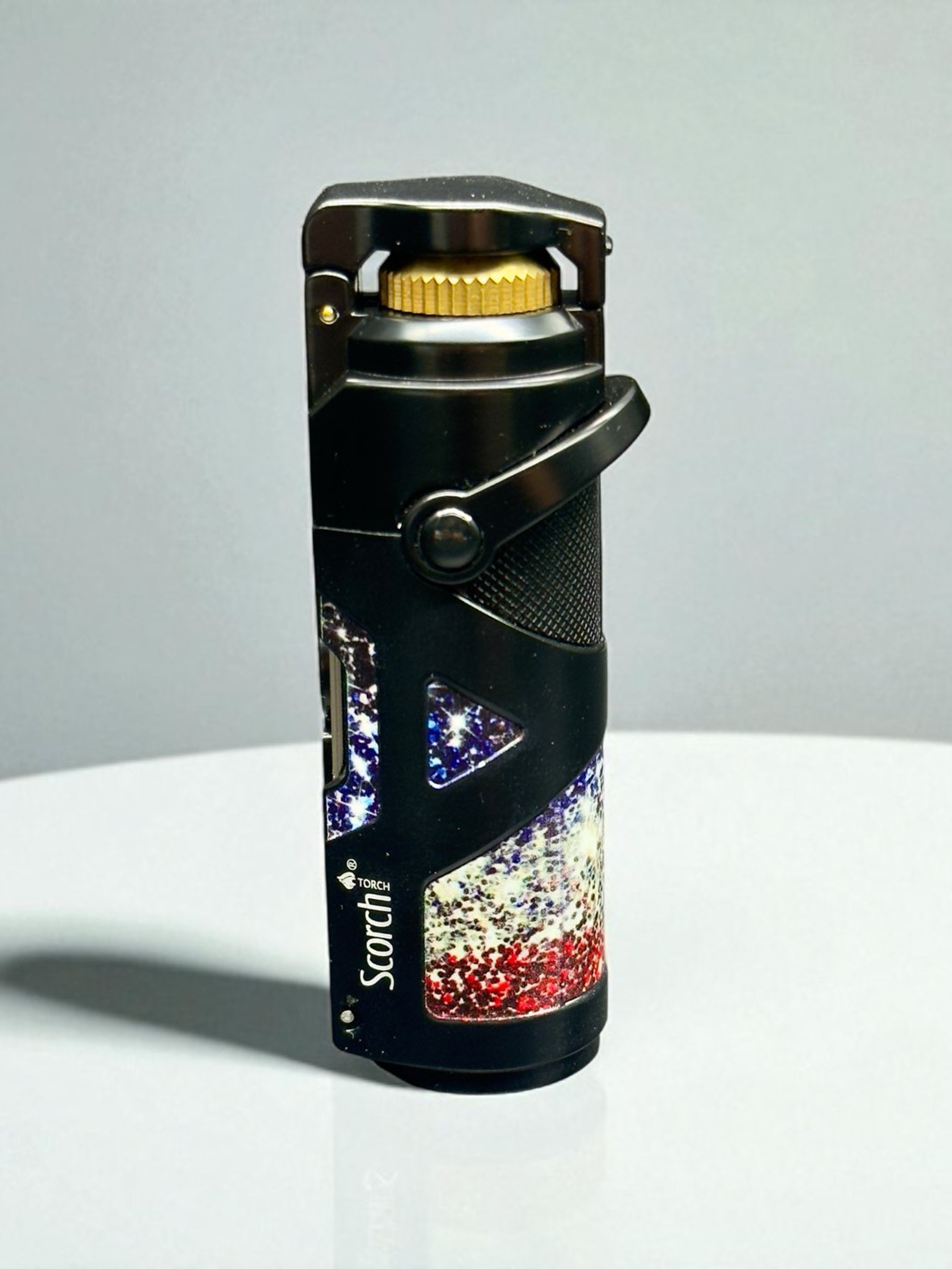 Preview pic of Scorch Torch Model 61824 – 3.5” Single Flame Butane Lighter with Cigar Punch & Metal Poker Tool – Black Glitter
