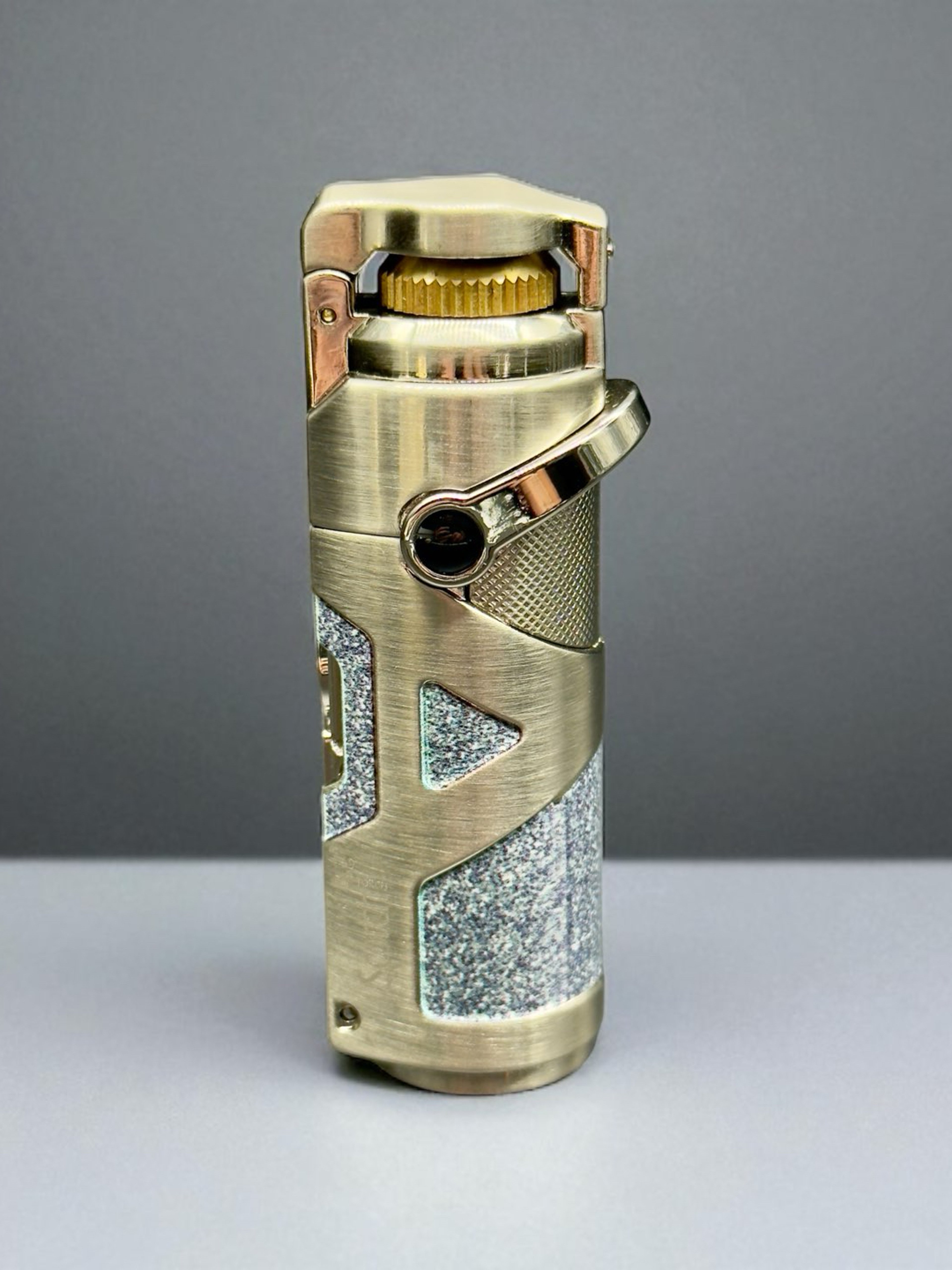 Preview pic of Scorch Torch Model 61824 – 3.5” Single Flame Butane Lighter with Cigar Punch & Metal Poker Tool – Silver Glitter