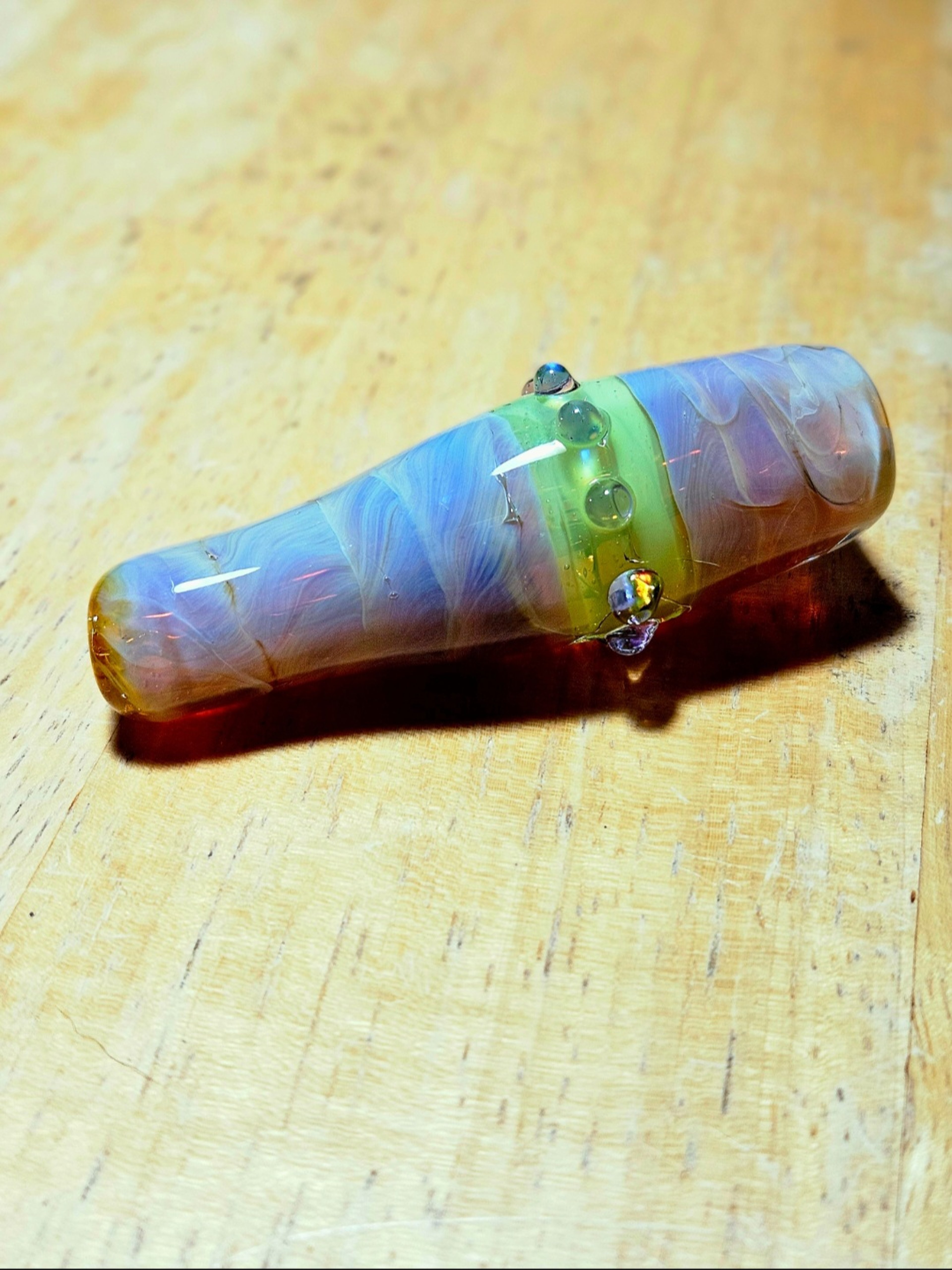 Preview pic of ¡Beautiful Pastel Chillum with Purple and Green Accents by Greenleaf Glass!