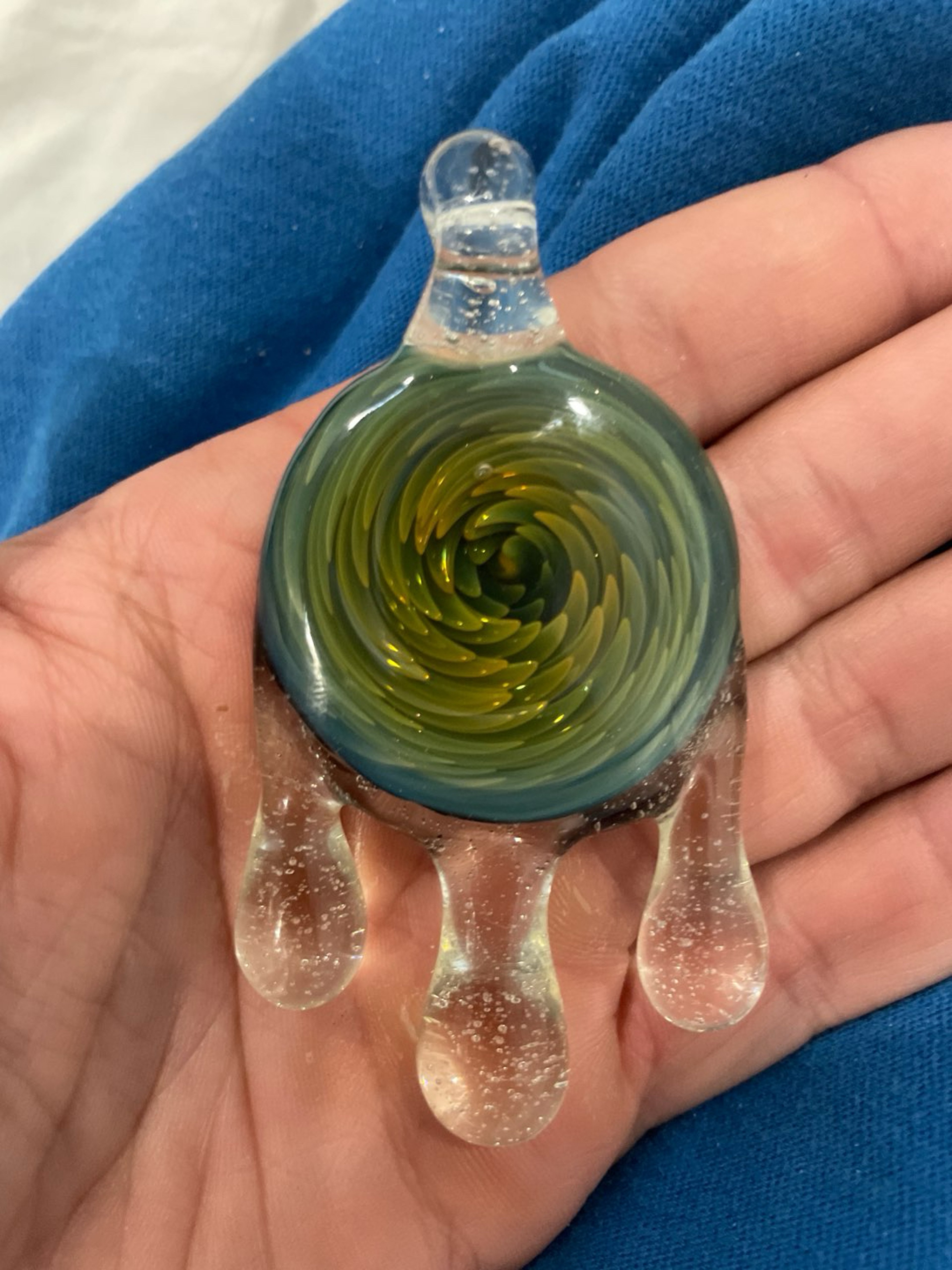 Preview pic of Kyle White glass fumed/uv drip pendant