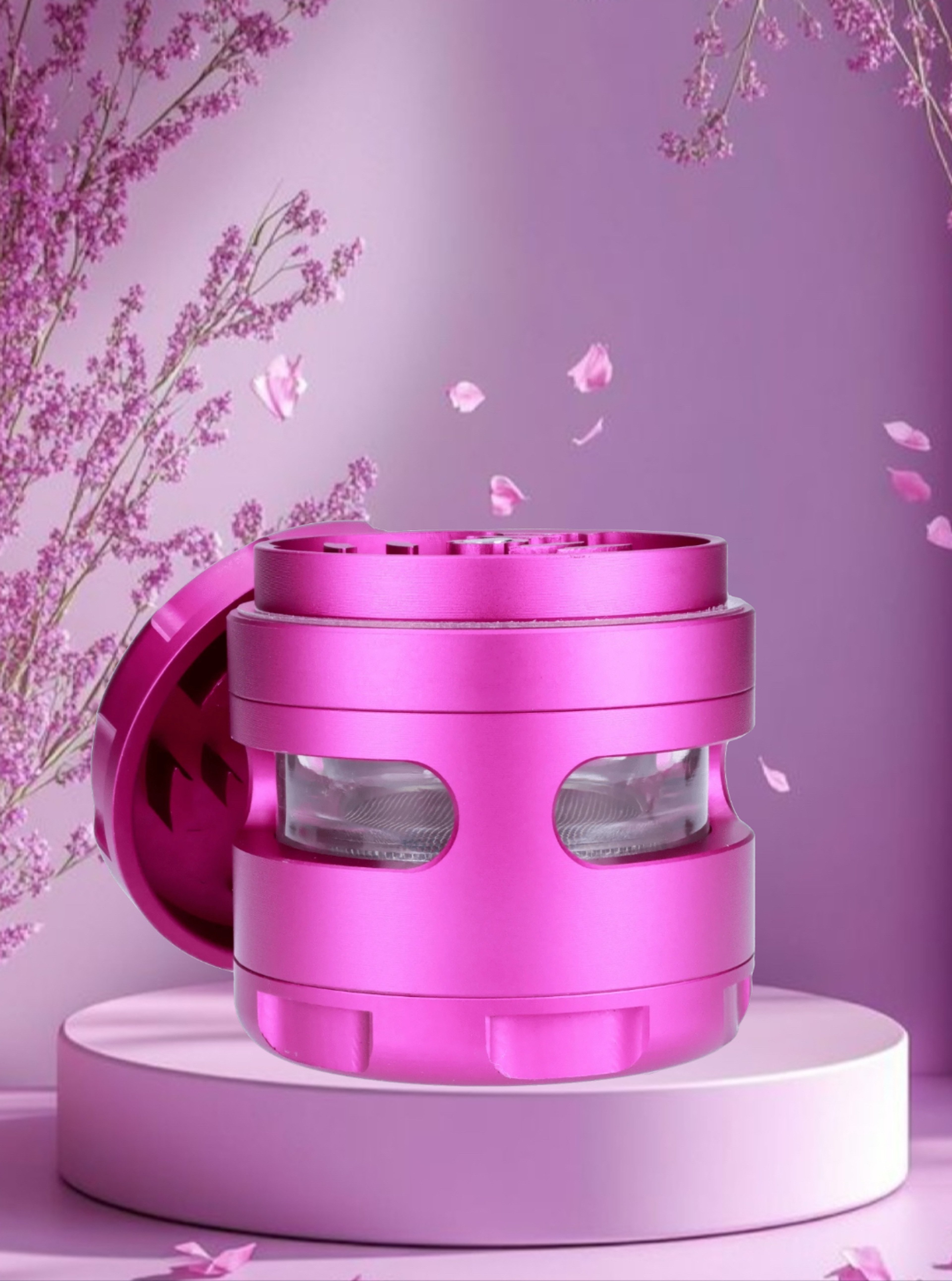 Preview pic of 💓Cali CloudX 63mm 3-Stage Glass Window Grinder in Fushia