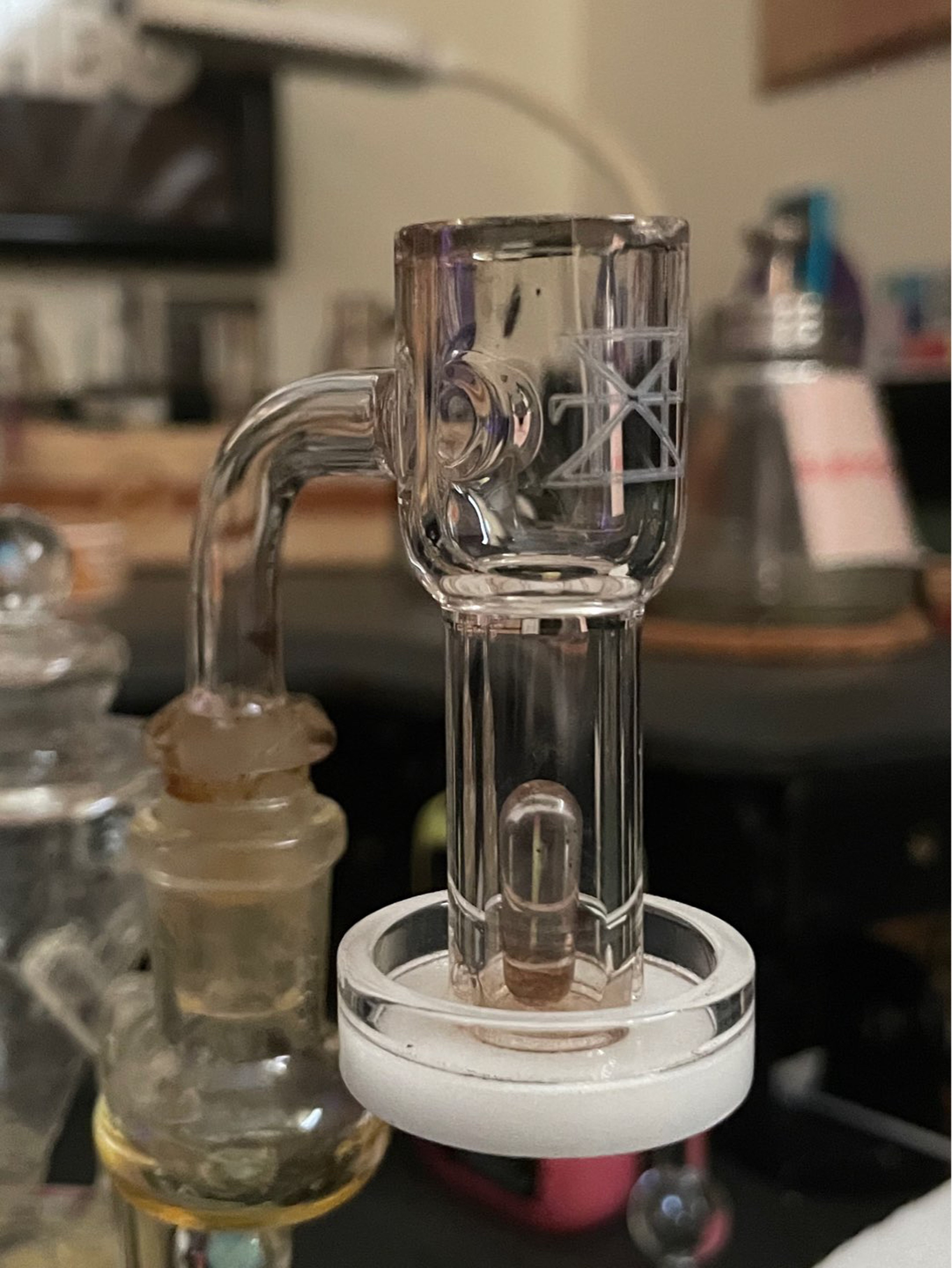 Preview pic of 10mm HippieExtremities Opaque quartz slurper + 5x18mm quartz pillar.
