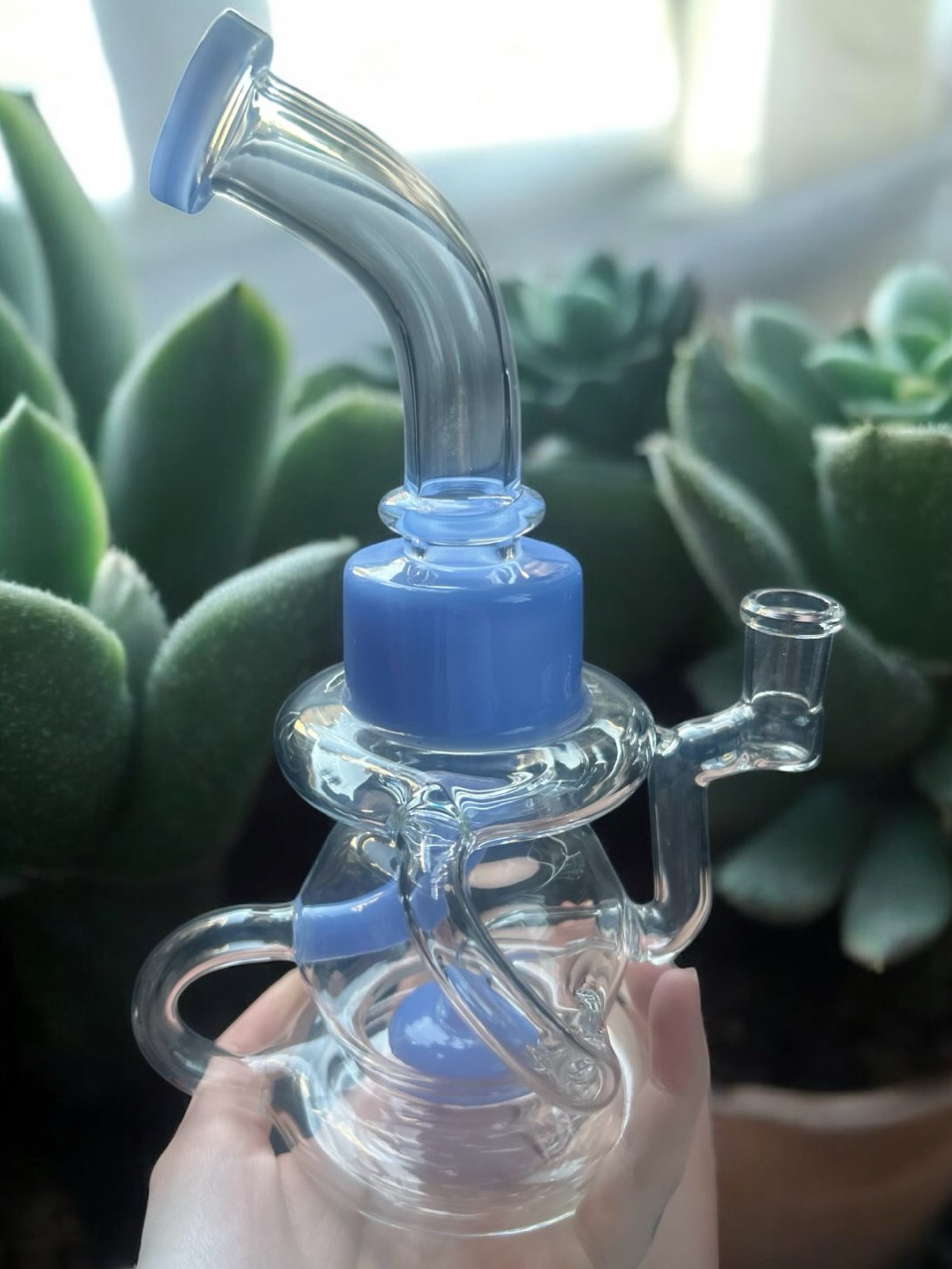 Preview pic of Periwinkle Blue 9" Recycler Bong with 14mm Joint