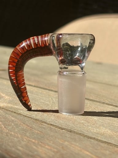 Preview pic of Red Elvis Spiral on clear 4 hole slide