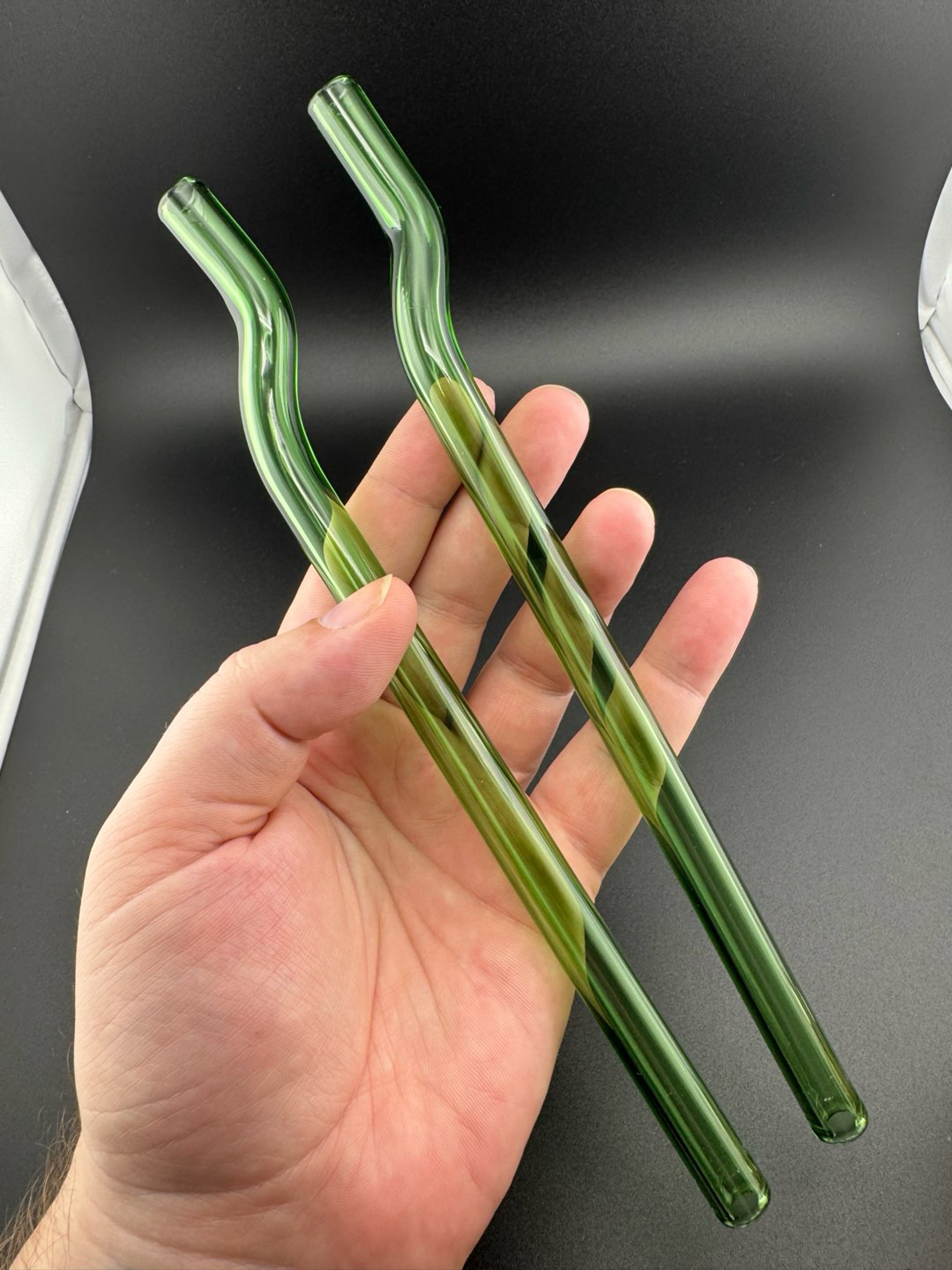 Preview pic of Two green glass straws
