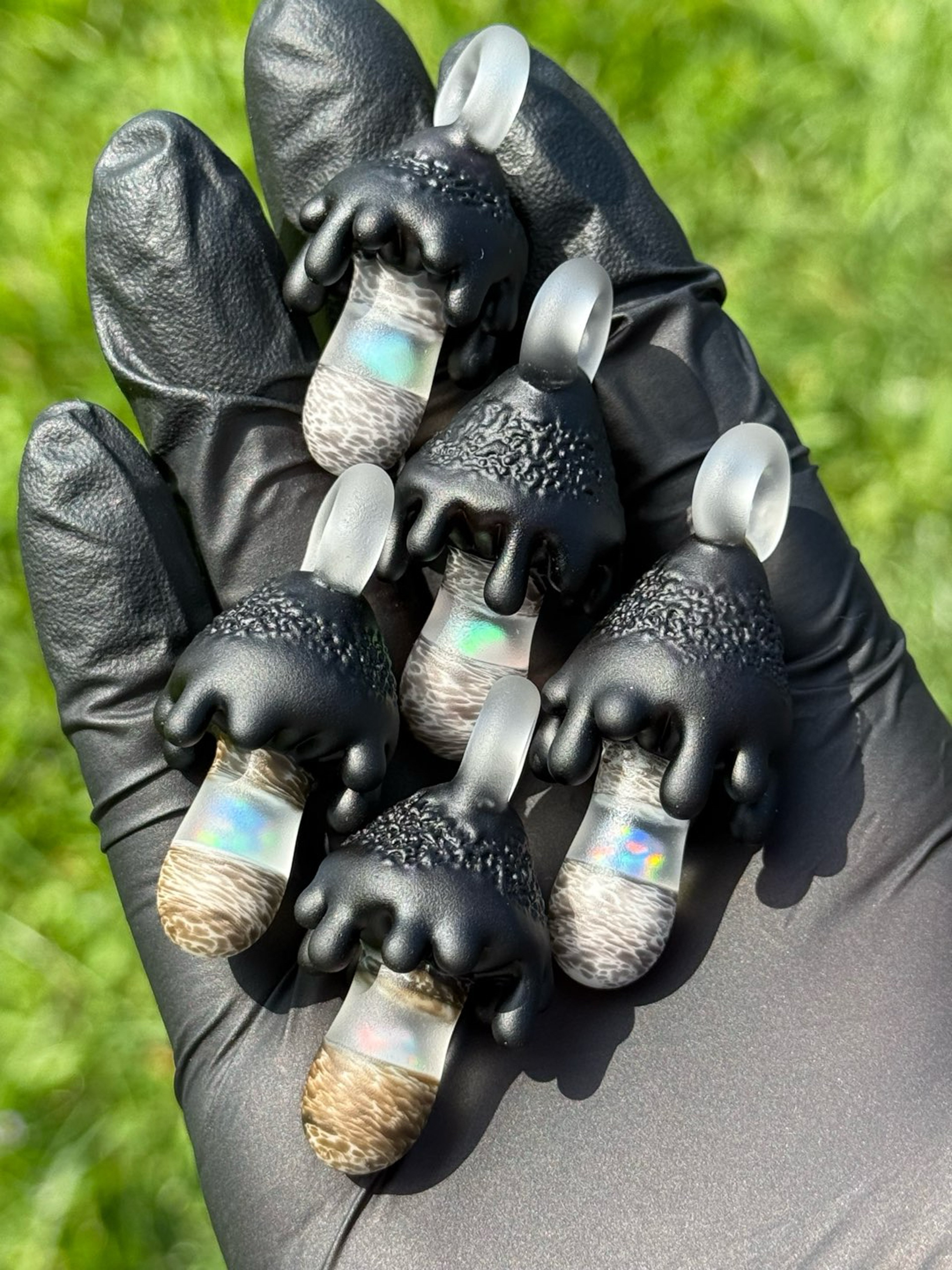 Preview pic of Ink cap mushroom pendants