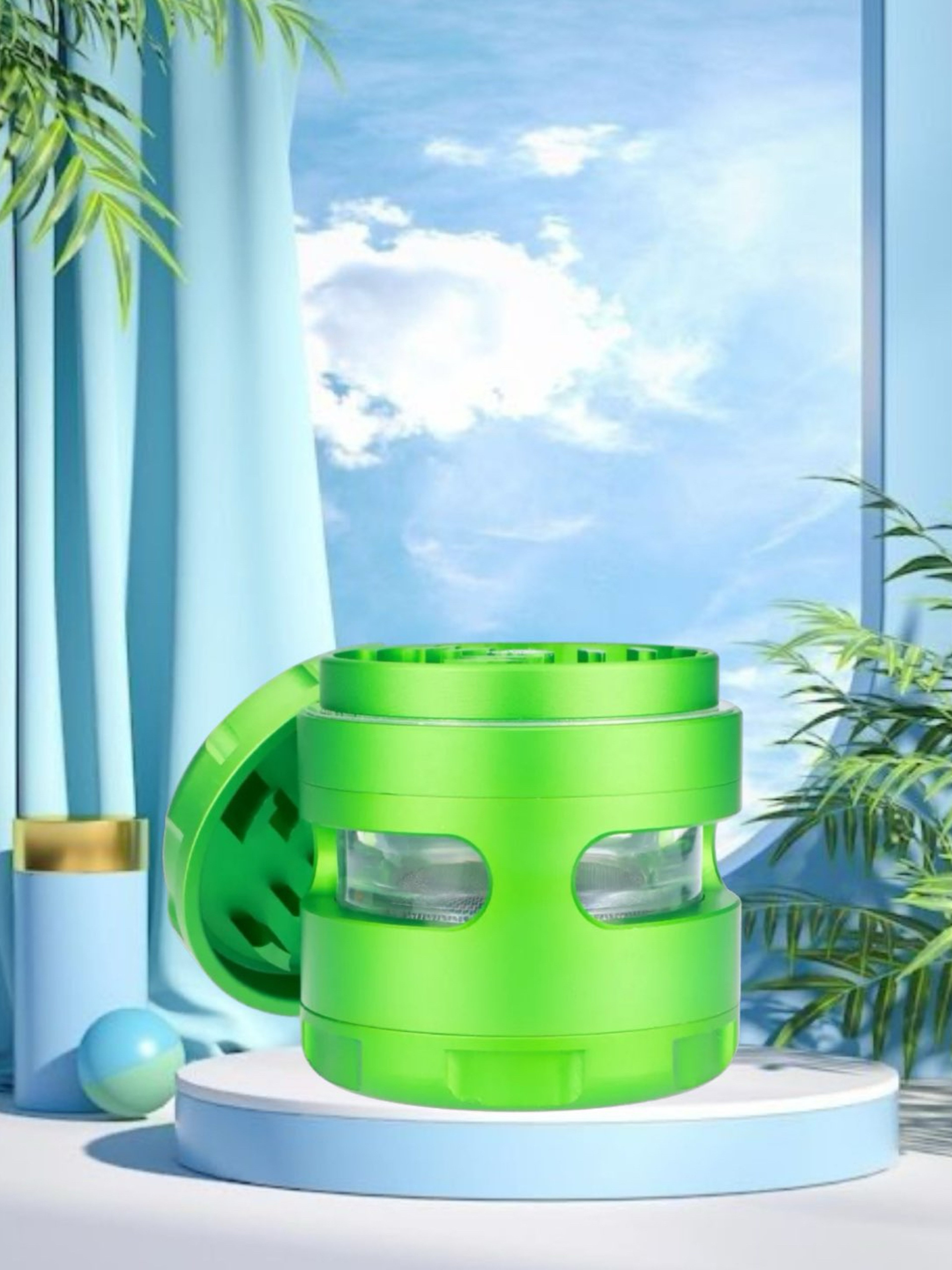 💚 Cali CloudX 63mm 3-Stage Glass Window Grinder in Lime Green image 0