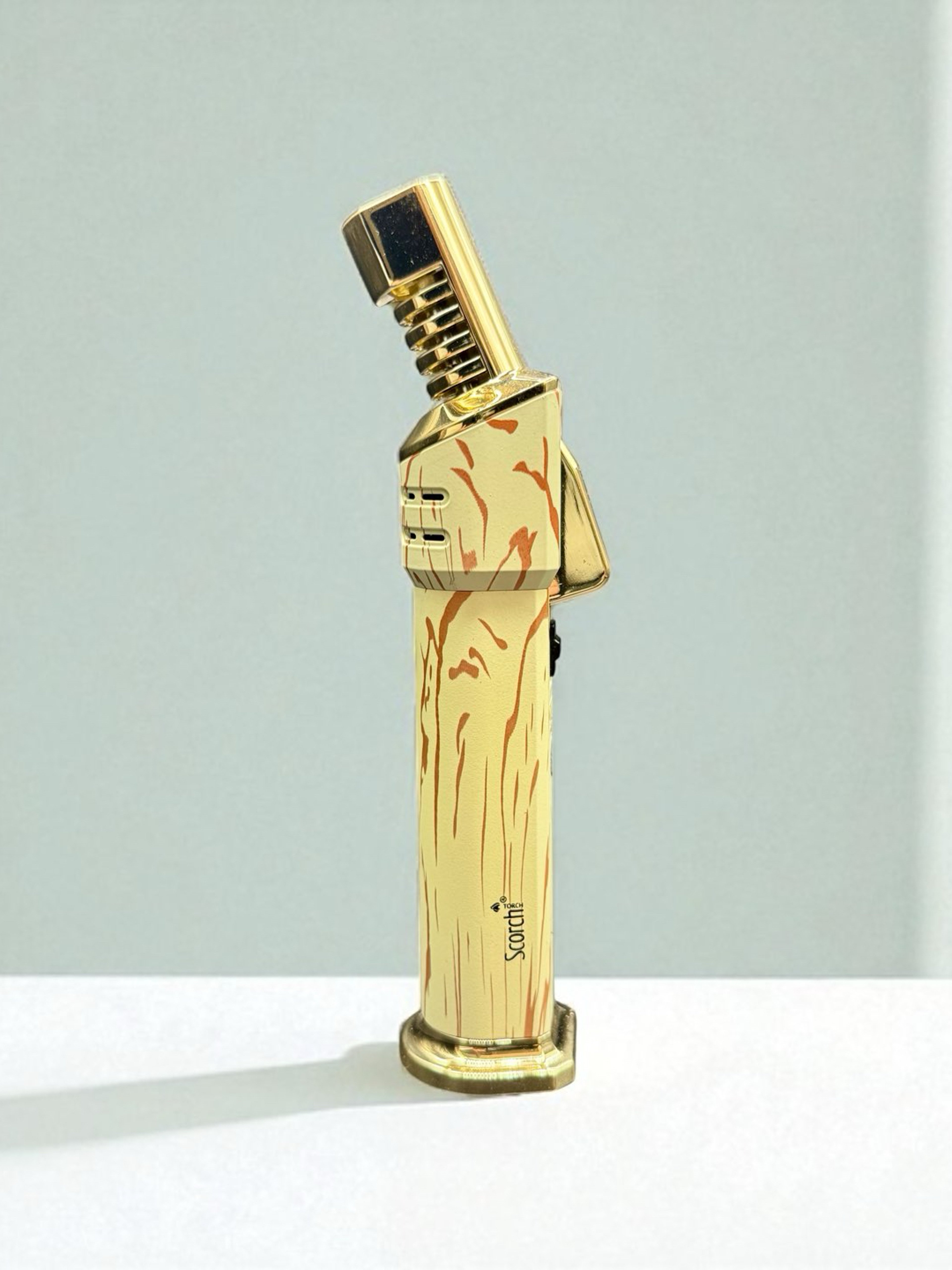 Scorch Torch Model 61675 – 6.5” Refillable Butane Torch Lighter (Gold & Cream Woodgrain) image 0