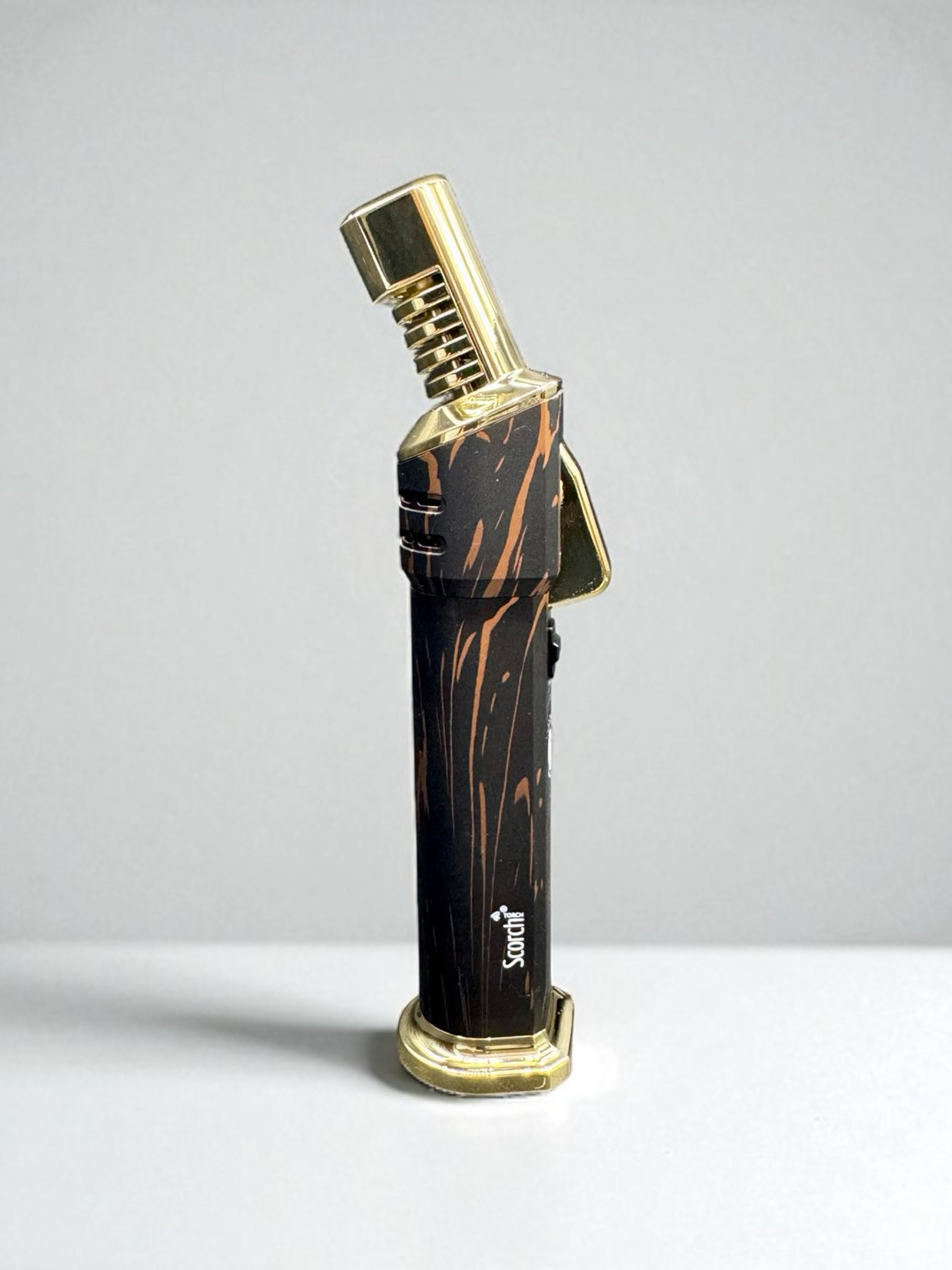 Scorch Torch Model 61675 – 6.5” Refillable Butane Torch Lighter (Black & Gold Woodgrain) image 0