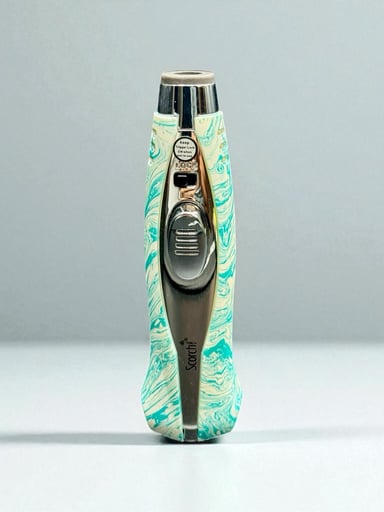 Preview pic of Scorch Torch 61688 – 4” Single Flame Refillable Butane Lighter – Teal Marble Design
