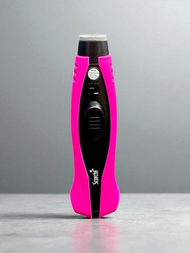 Preview pic of Scorch Torch 61688 – 4” Single Flame Refillable Butane Lighter – Pink & Black Design