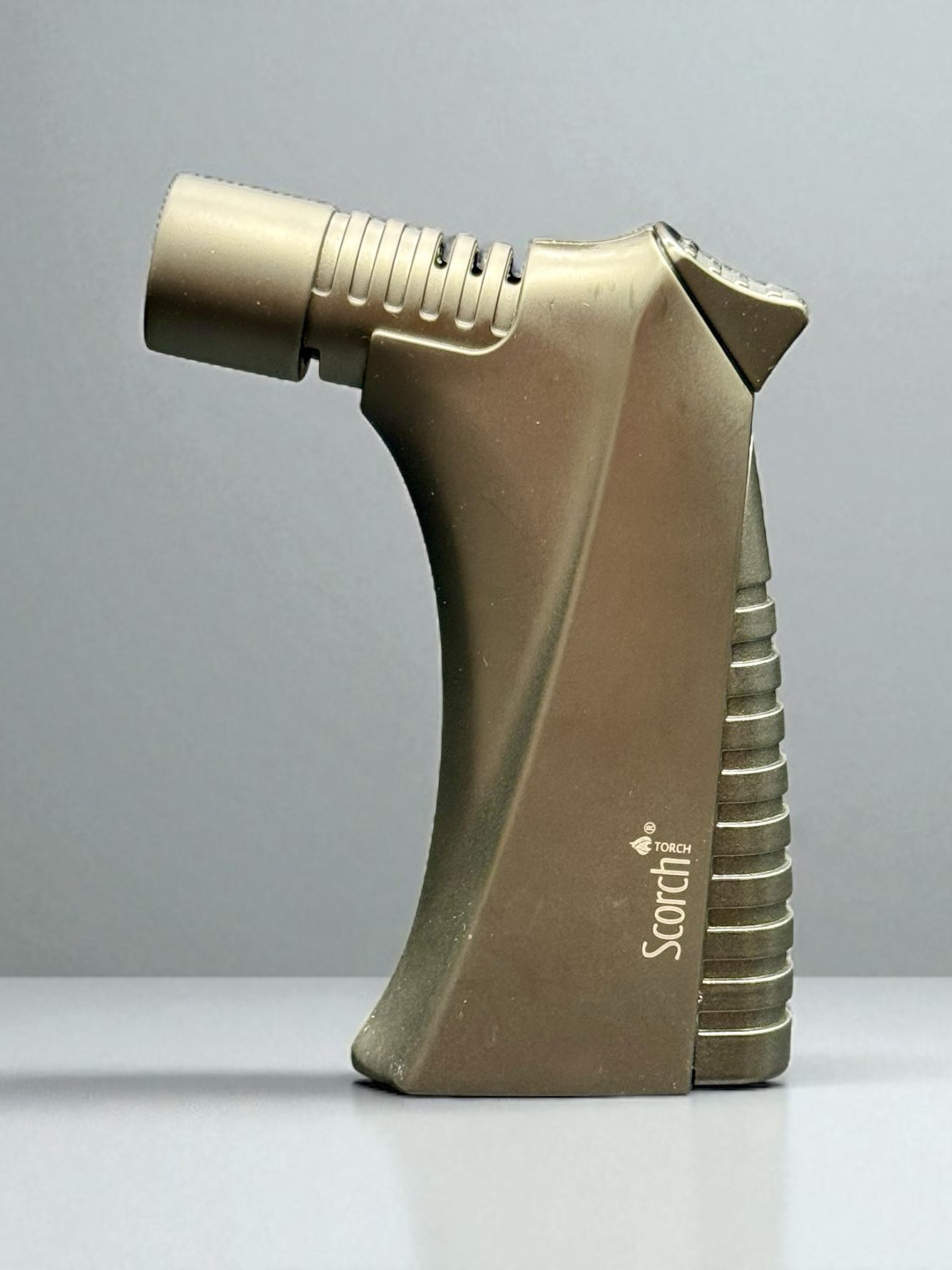 Preview pic of Scorch Torch 61748 Triple Flame Refillable Butane Lighter – Metallic Grey – 3.5” Compact Design