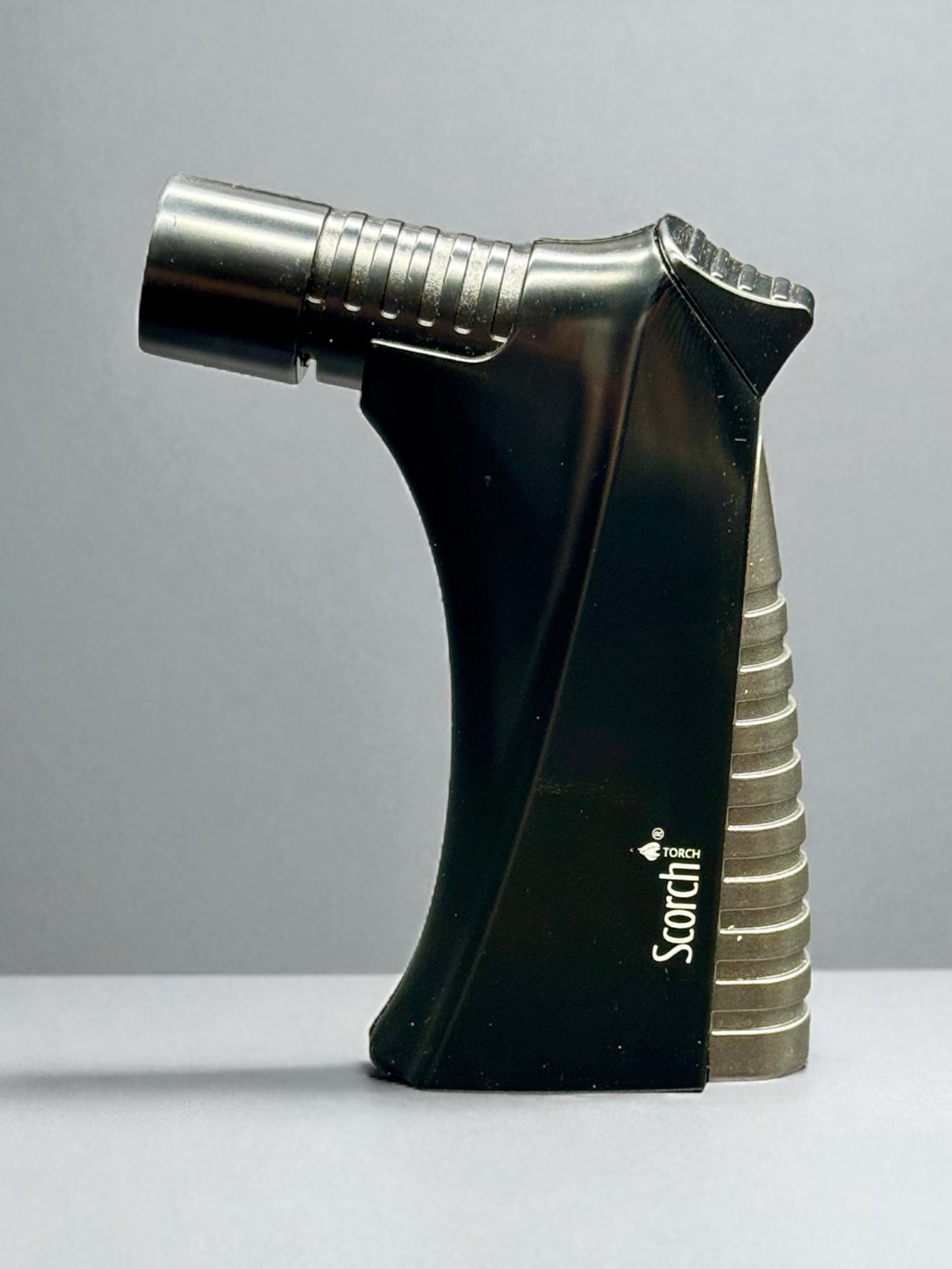 Preview pic of Scorch Torch 61748 Triple Flame Refillable Butane Lighter – Black Silver – 3.5” Compact Full Metal Design