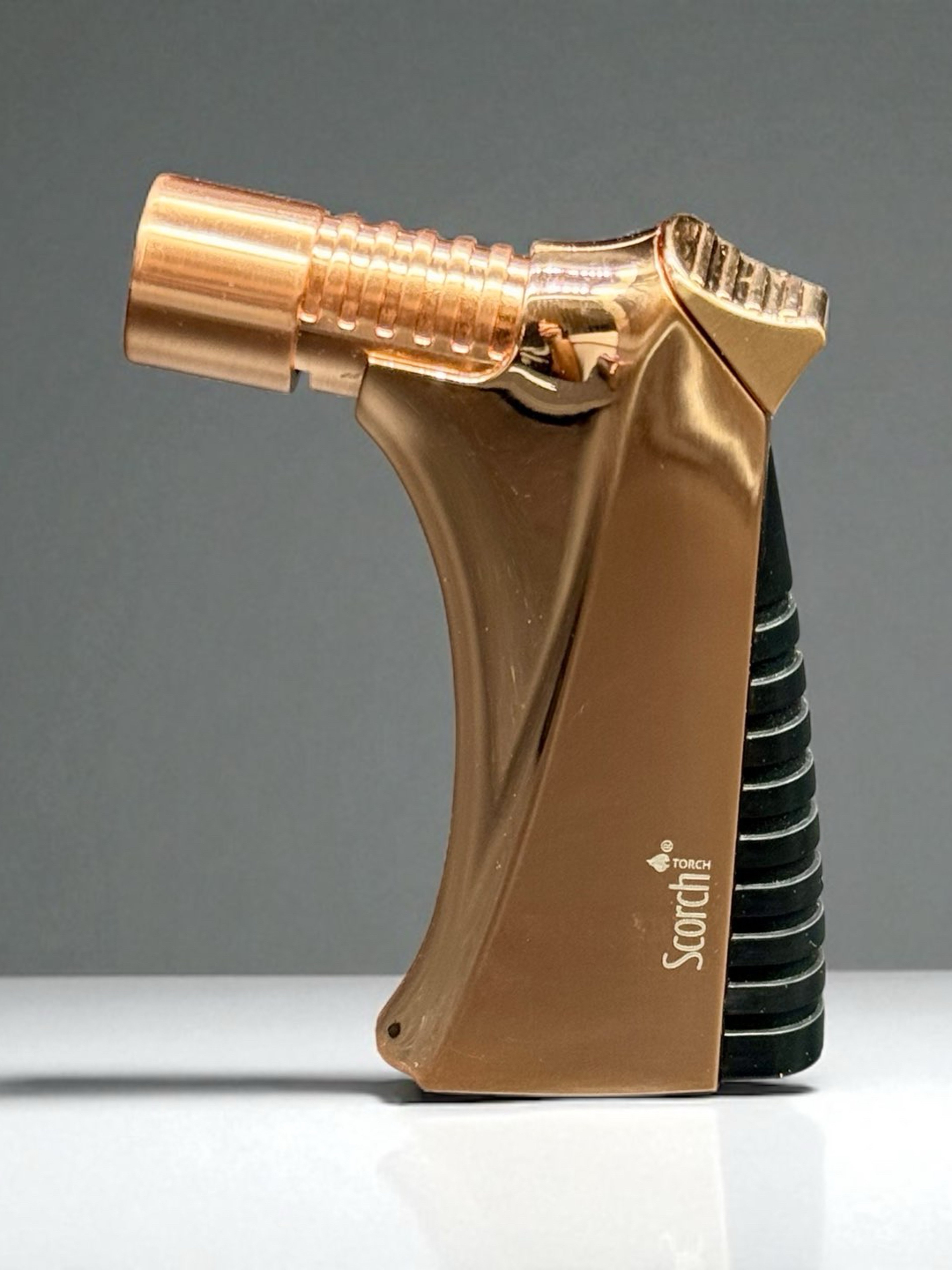 Preview pic of Scorch Torch 61748 Triple Flame Refillable Butane Lighter – Rose Gold Black – 3.5” Compact Full Metal Design
