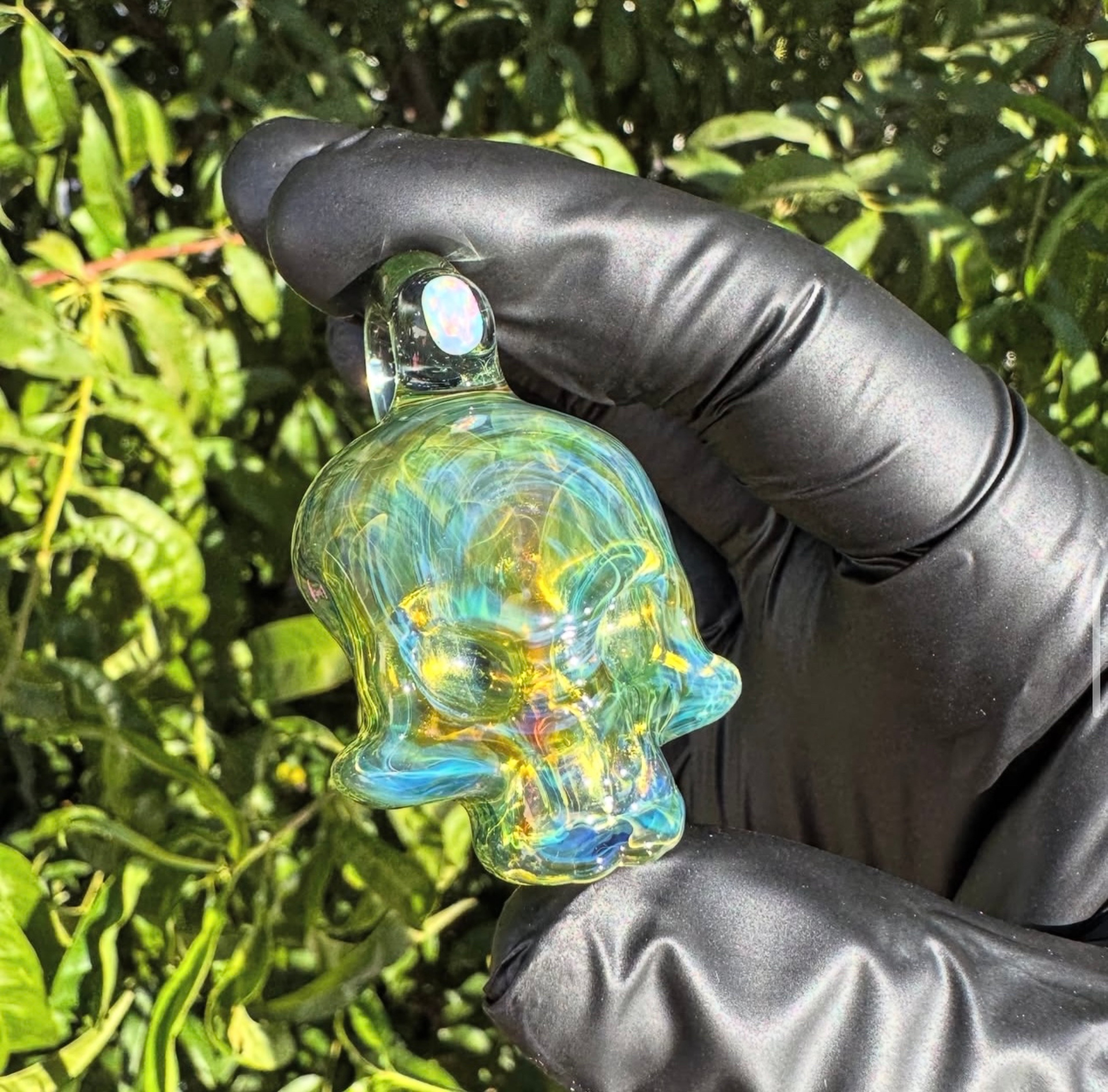 Preview pic of K_Berg91 Chromium/Amber Purple Opal Skull Pendant