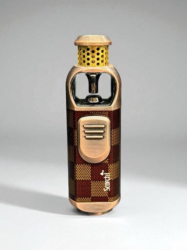 Preview pic of Scorch Torch 61795 – 4” Single Flame Heavy Duty Metal Torch Lighter (Checkered Bronze, Prefilled Butane)