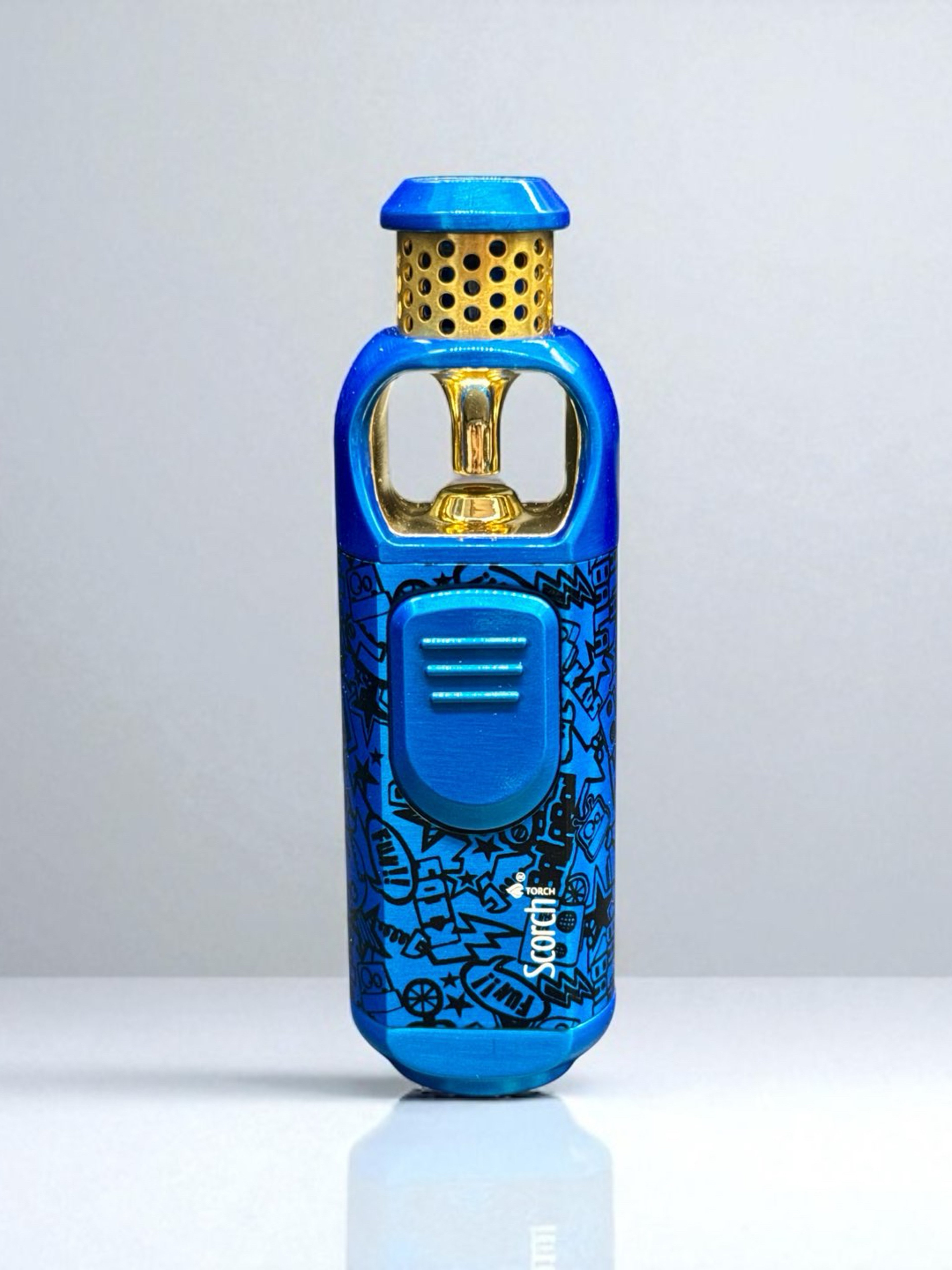 Preview pic of Scorch Torch 61795 – 4” Single Flame Heavy Duty Metal Torch Lighter (Blue Graffiti, Prefilled Butane)