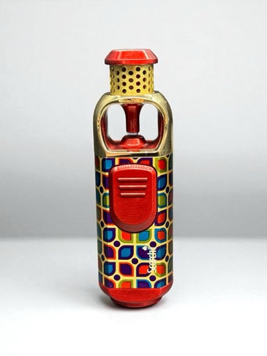 Preview pic of Scorch Torch 61795 – 4” Single Flame Heavy Duty Metal Torch Lighter (Red Geometric, Prefilled Butane)