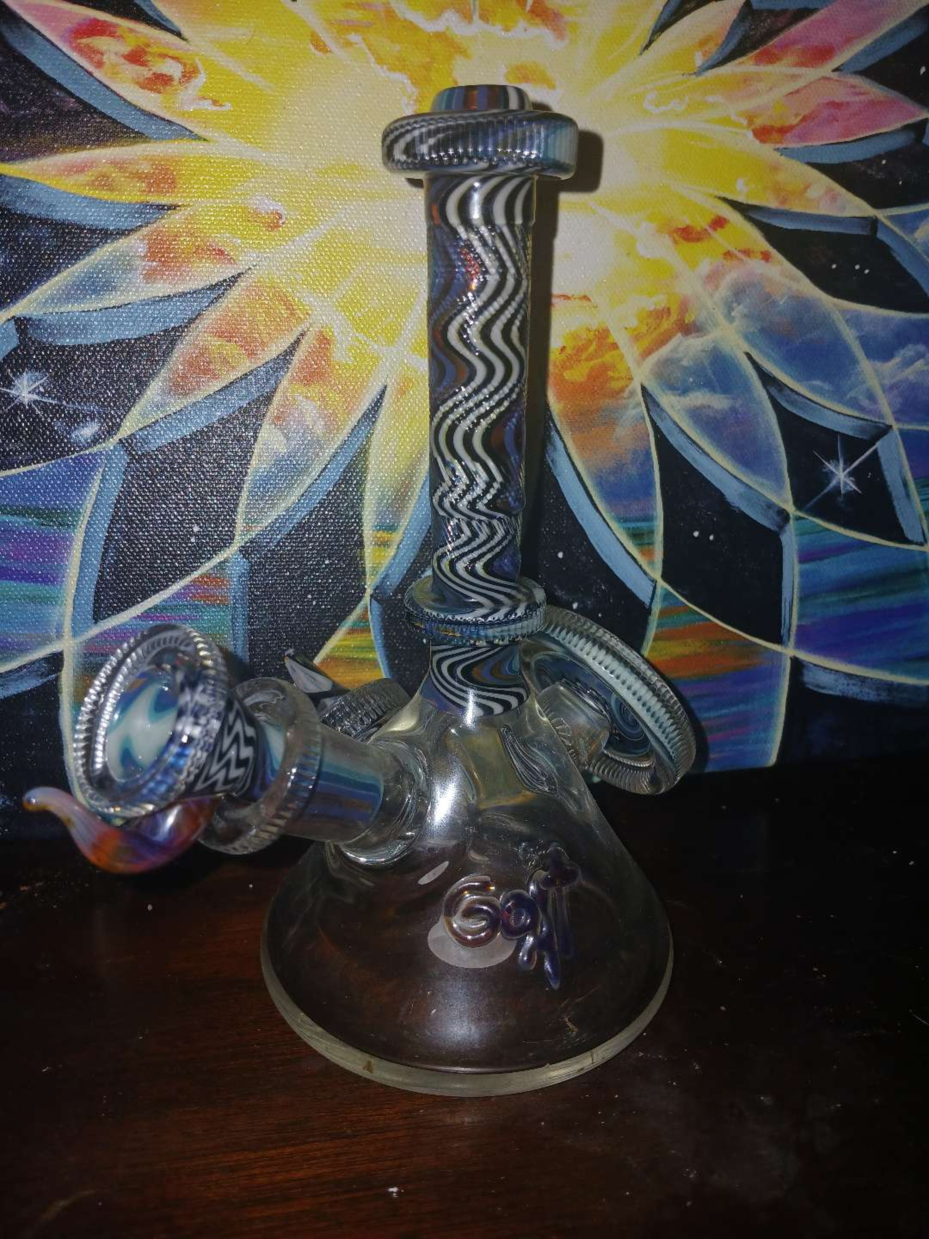 Preview pic of GOAT GLASS - 14MM WIGWAG BEAKER W/ CUSTOM LINEWORK