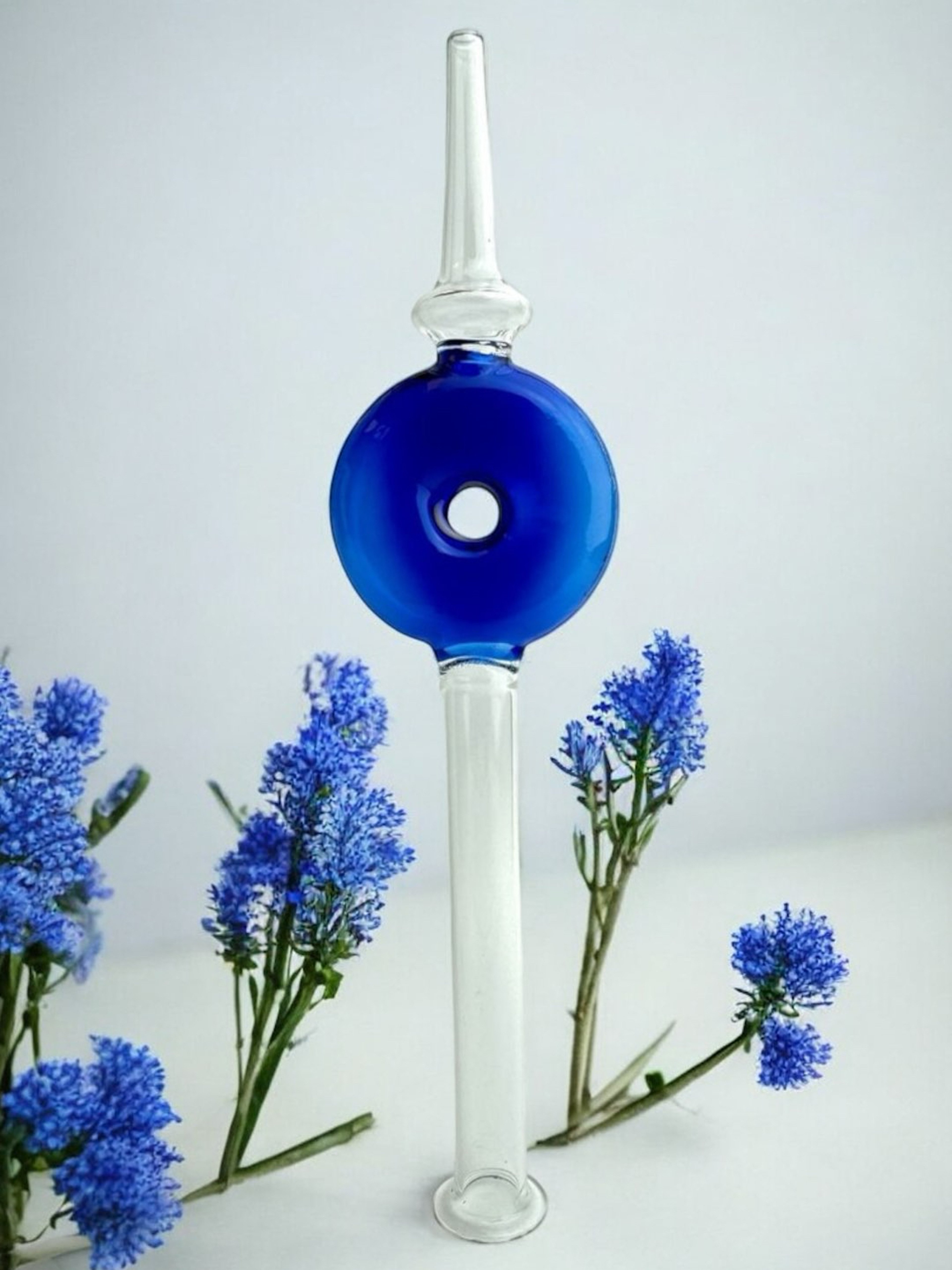 Preview pic of 8" Large Glass Donut 💙 Shaped Nectar Collector in Blue