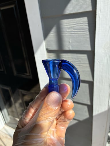 Preview pic of Greek Glass 14mm/4-hole blue cobalt slide 🛝