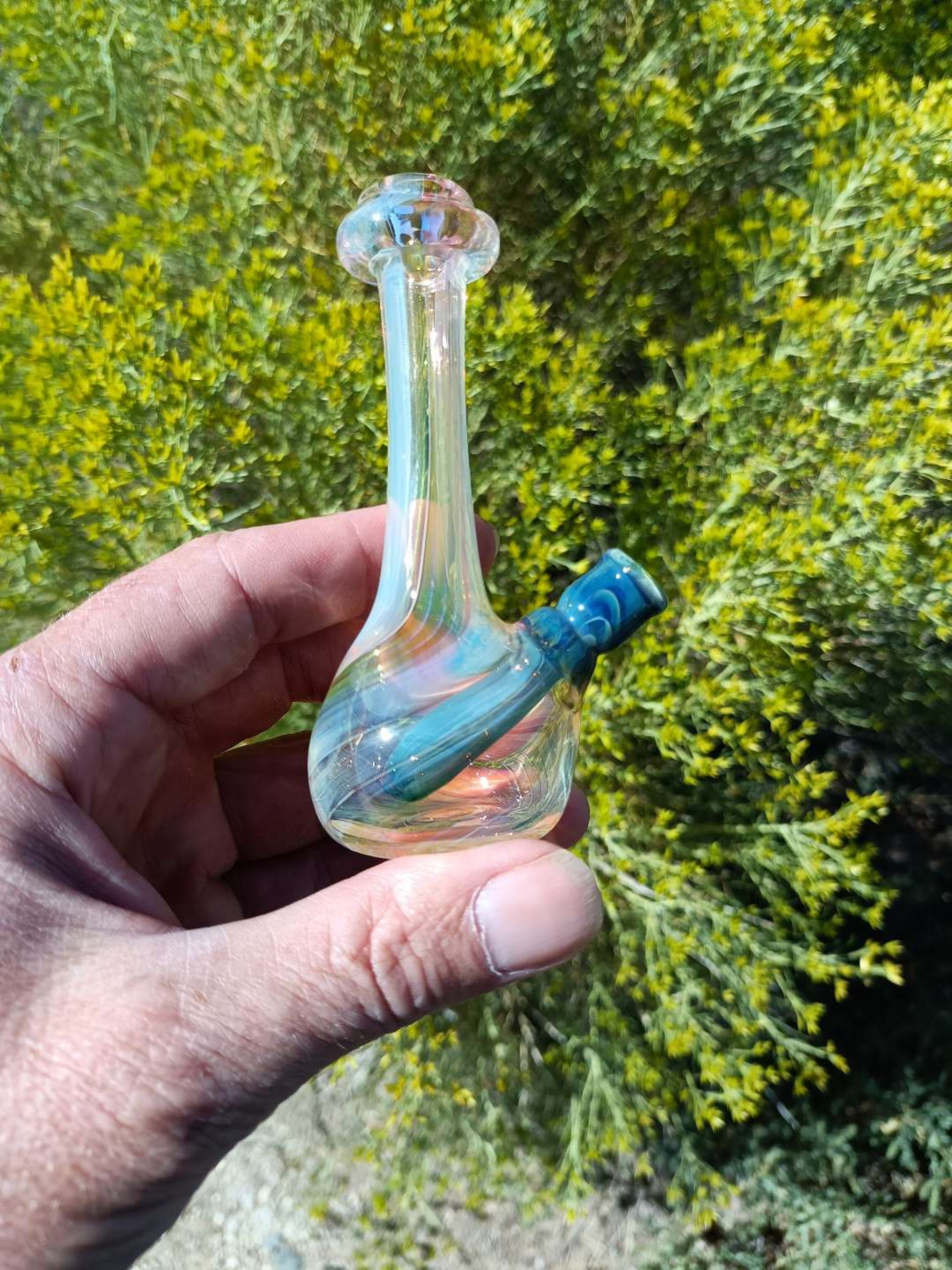Preview pic of Gold and silver fumed mini bong for pre-rolls