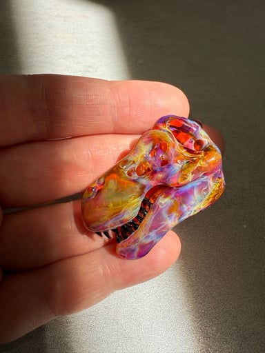 Preview pic of Roe Glass Amber T-Rex Skull Pendant