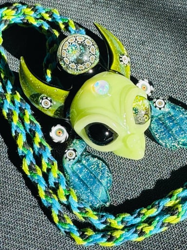 Preview pic of Upgrade Glass CFL Dichroic/crushed opal / Opal ancient alien artifact angel pendant