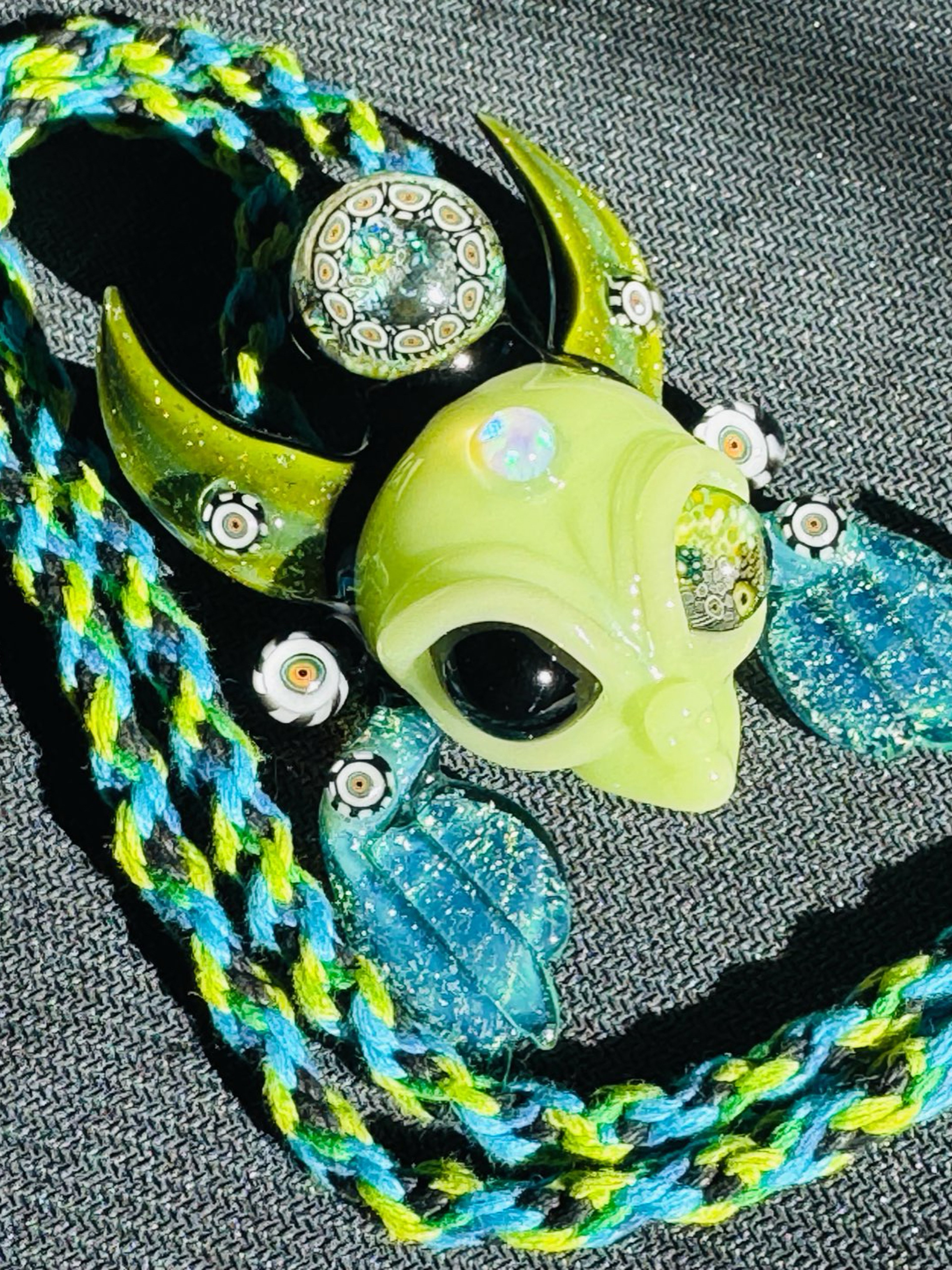 Preview pic of Upgrade Glass CFL Dichroic/crushed opal / Opal ancient alien artifact angel pendant