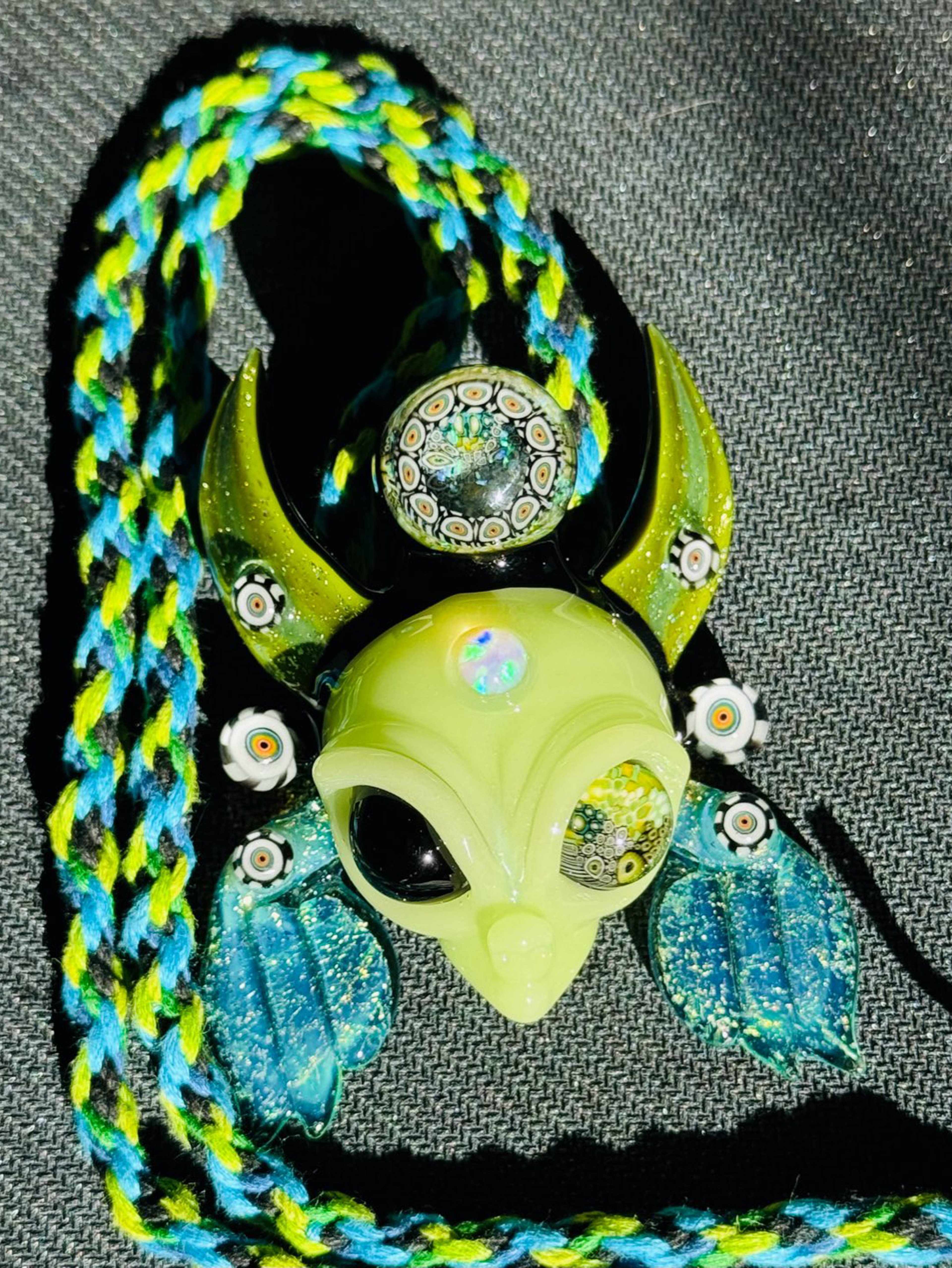 Preview pic of Upgrade Glass CFL Dichroic/crushed opal / Opal ancient alien artifact angel pendant