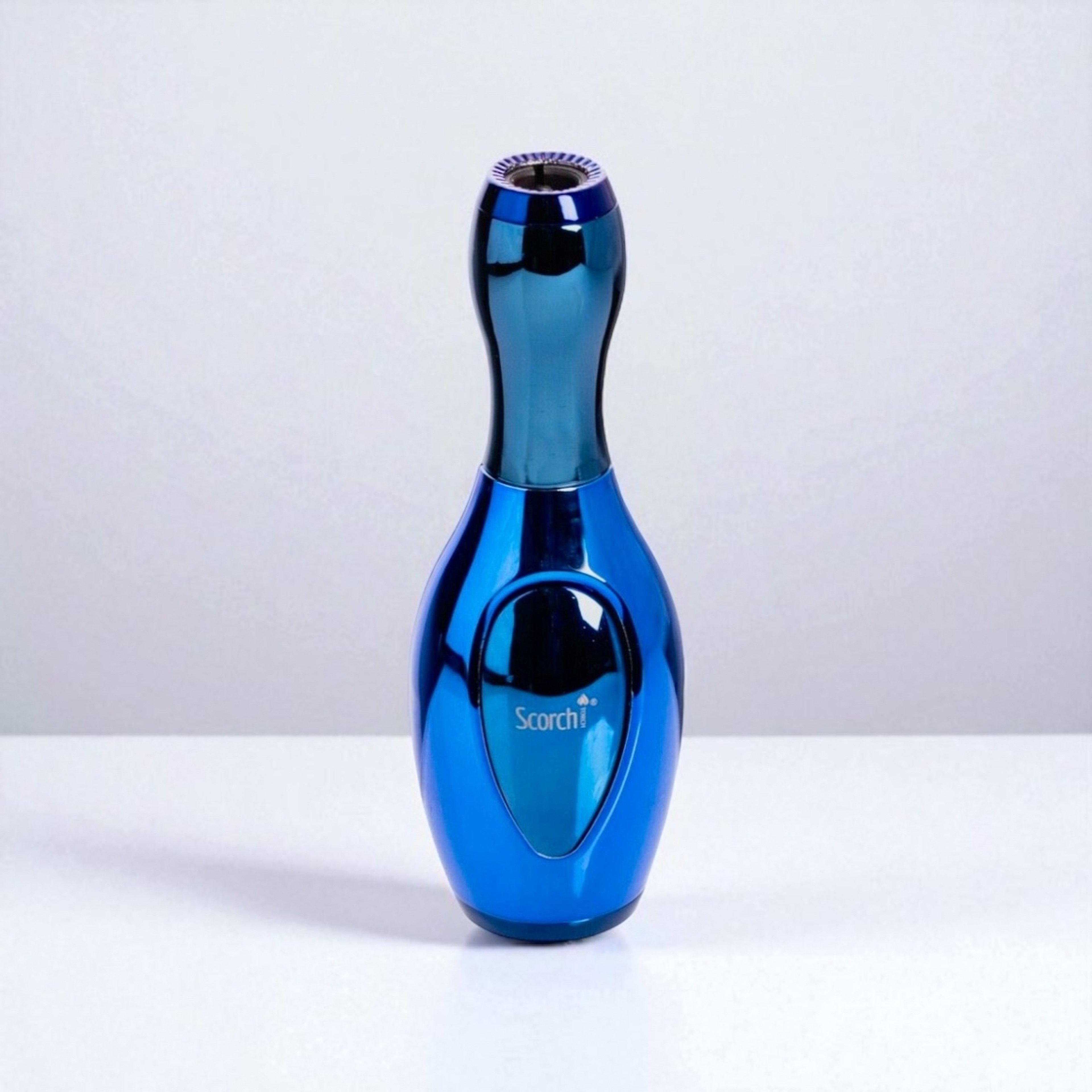 Scorch Torch 61523 – 4” Metallic Blue Bowling Pin Single Flame Refillable Butane Torch Lighter Powerful Flame image 0