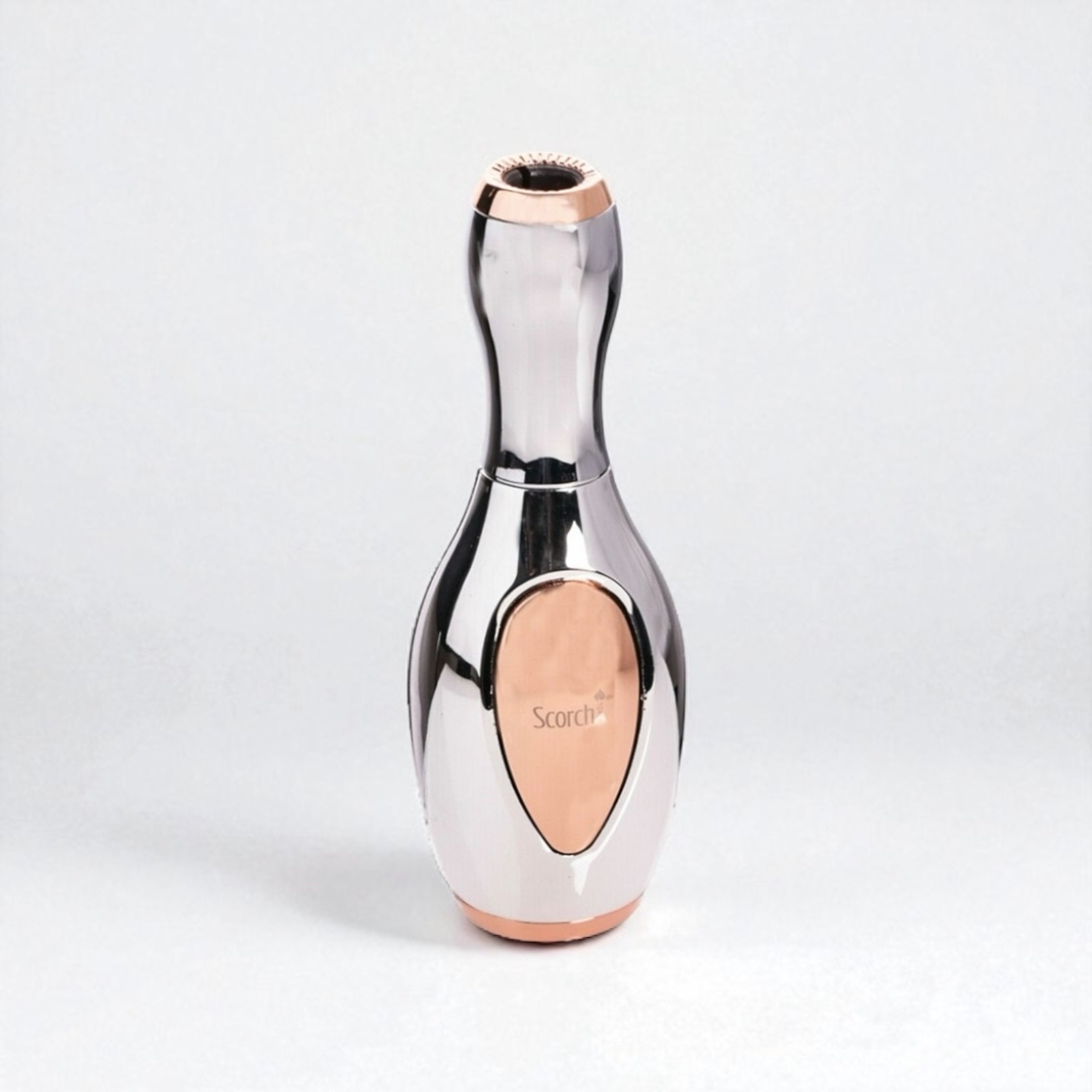 Scorch Torch 61523 – 4” Chrome & Rose Gold Bowling Pin Single Flame Refillable Butane Torch Lighter Powerful Flame image 0
