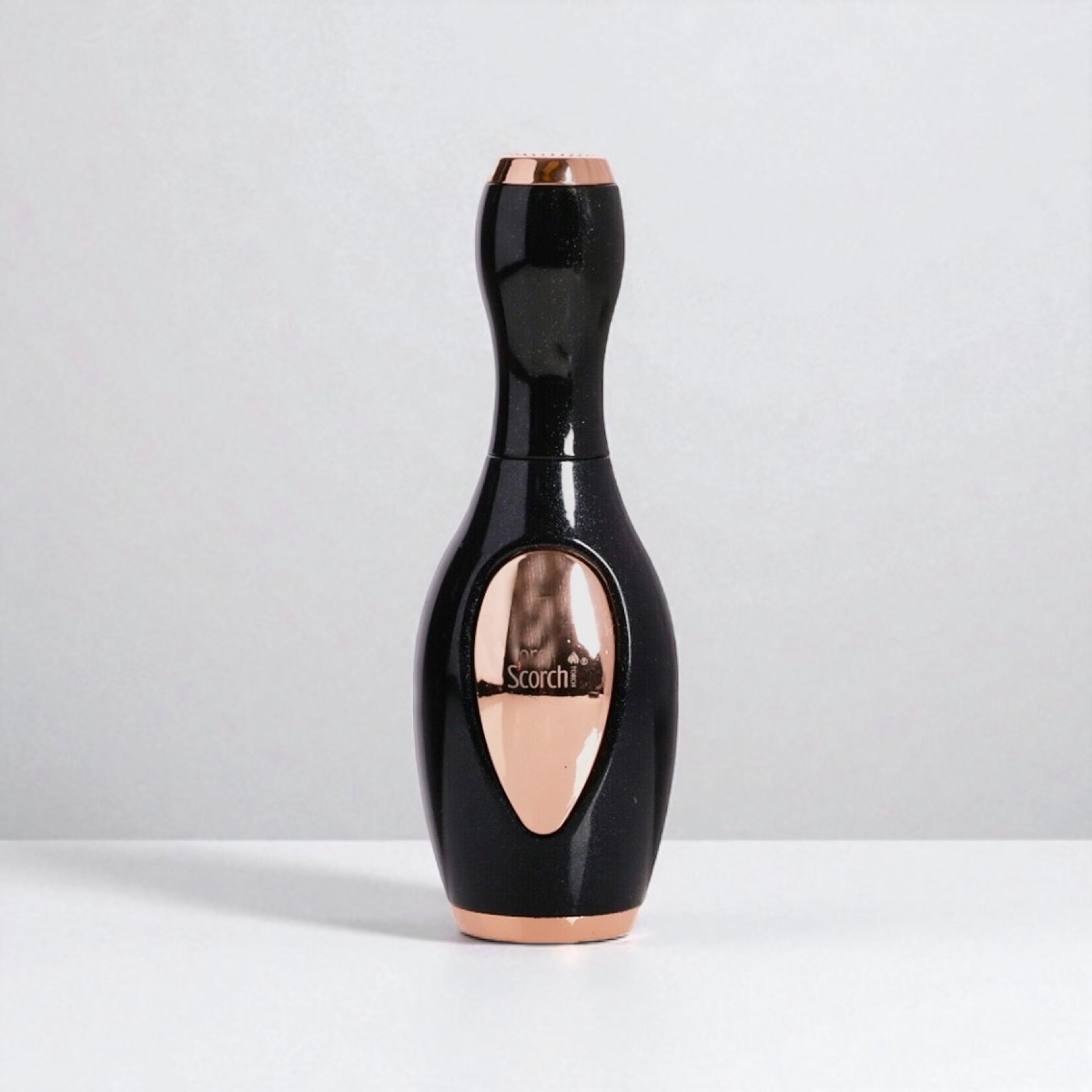 Scorch Torch 61523 – 4” Black & Rose Gold Bowling Pin Single Flame Refillable Butane Torch Lighter Powerful Flame image 0