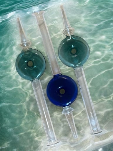 Preview pic of (3 pack) 8" Large Glass Donut Shaped Nectar Collectors with Glass Tips 🌊