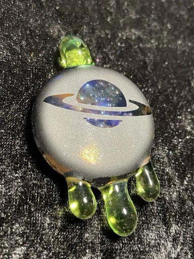 Preview pic of Heady Glass Drippy Saturn Pendant (CRGglass)