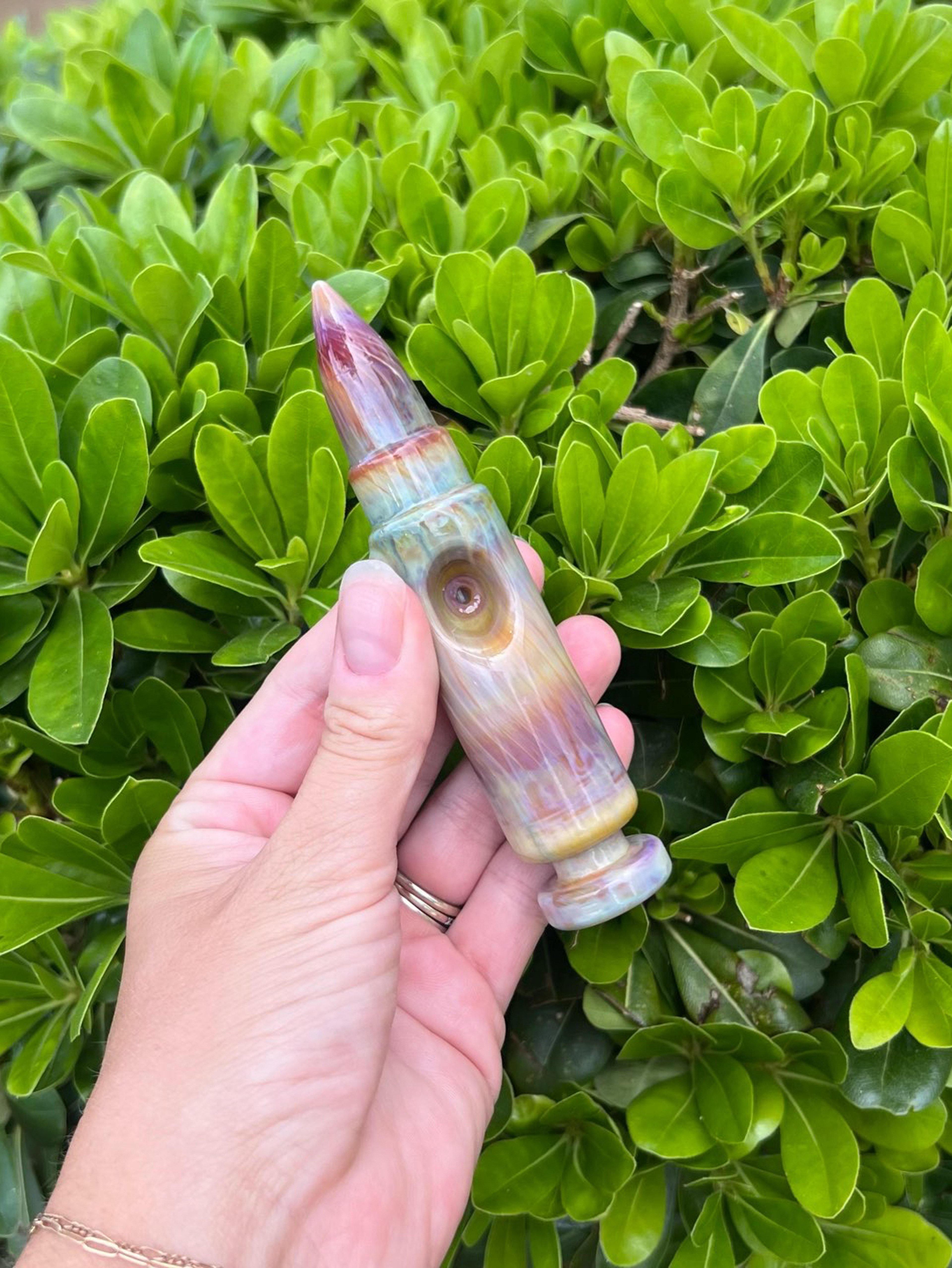 Preview pic of Fumed Rifle Bullet Glass Hand Pipe