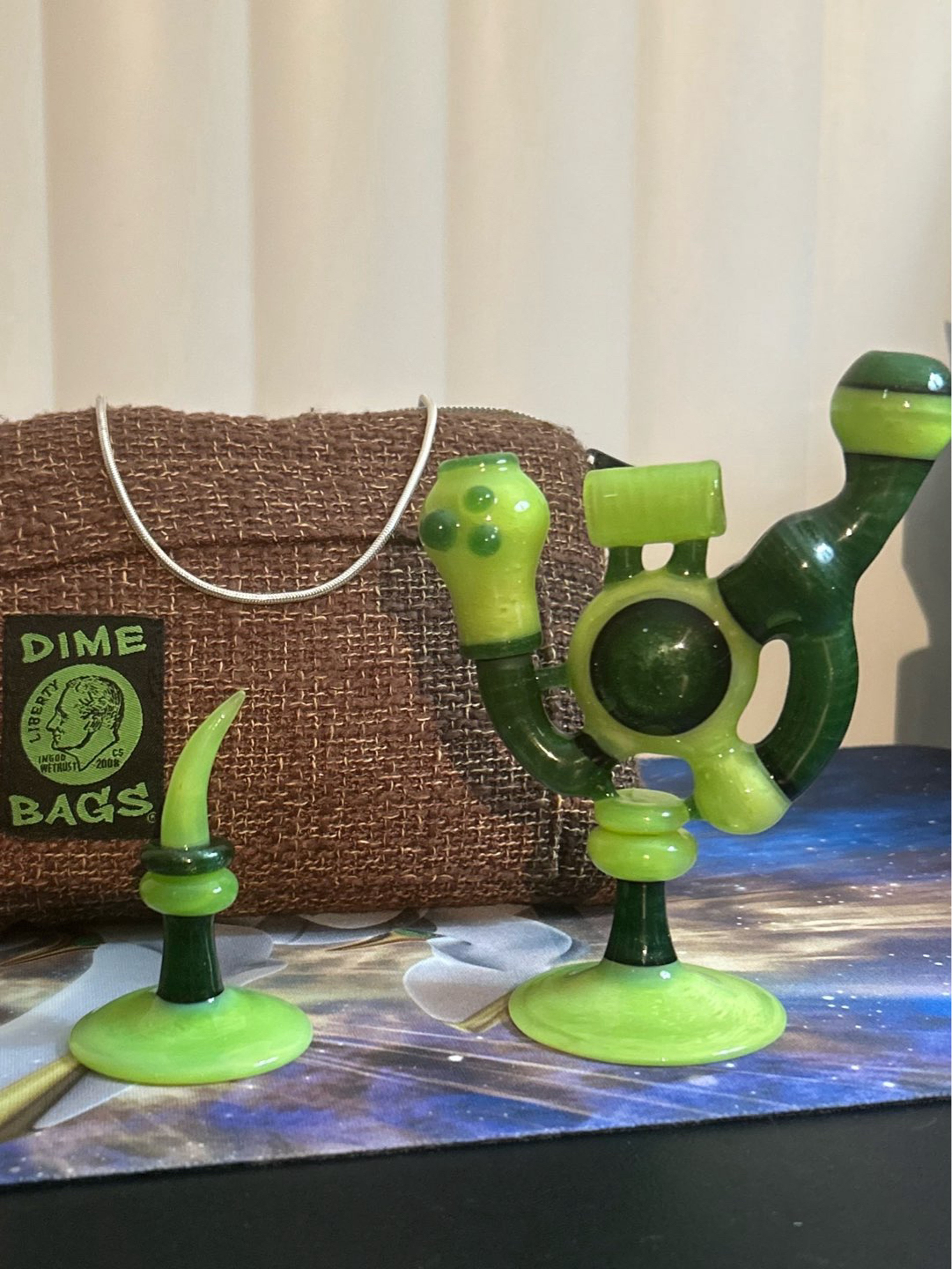 Preview pic of iO glass- heady Slyme Pendant Vapor Rig Recycler Bubbler w/ 10mm Dome