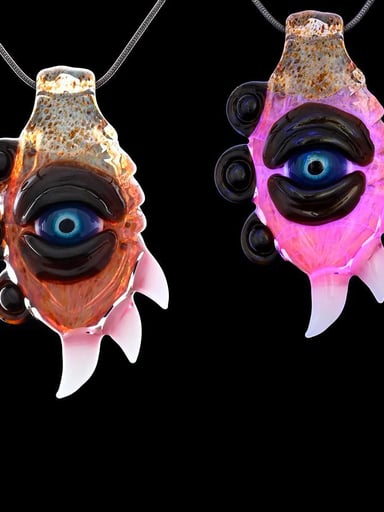 Preview pic of Salt Glass - Pendant (Amazon Bronze/Electric Flamingo/Bronze Pearl)